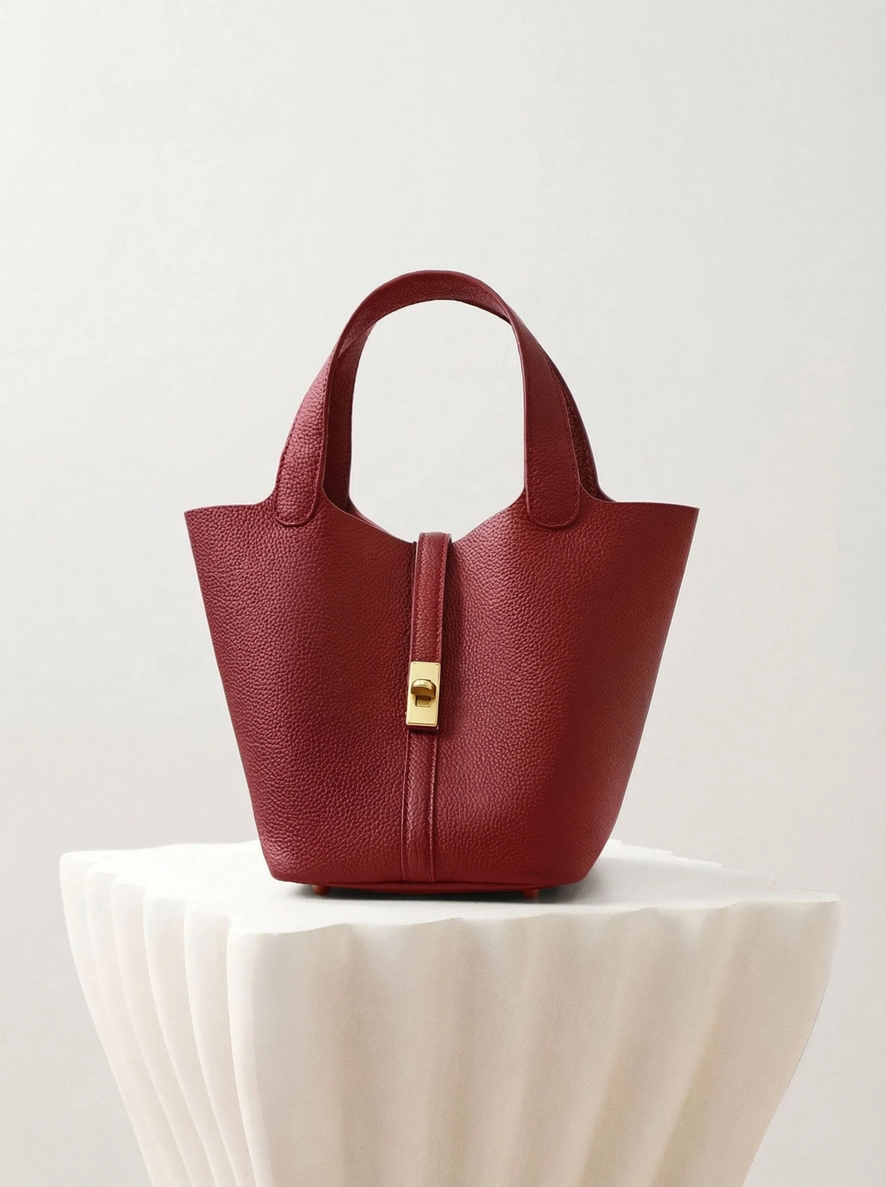 Top Grain Leather Turnlock Mini Tote - Image 3