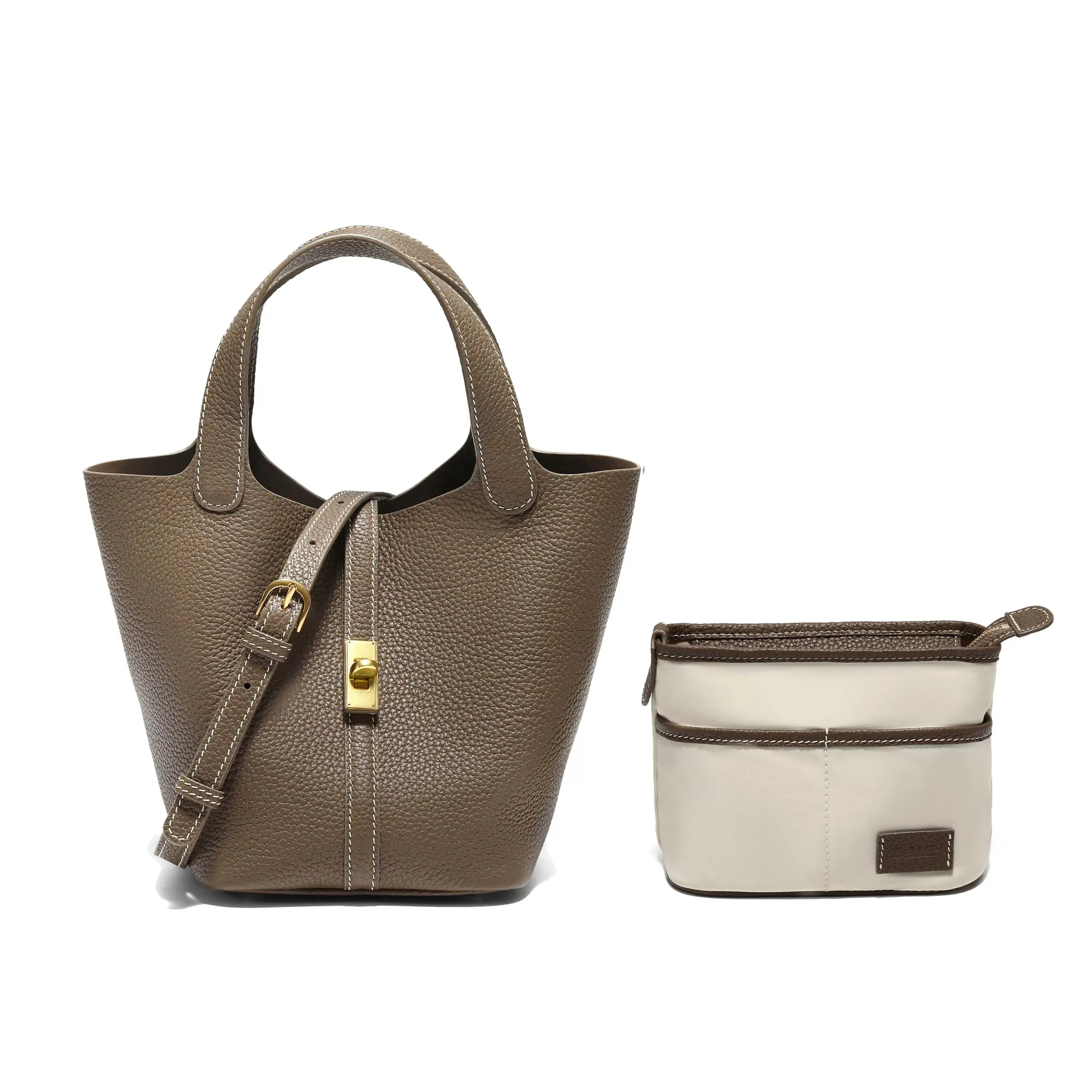 Top Grain Leather Turnlock Mini Tote - Image 8