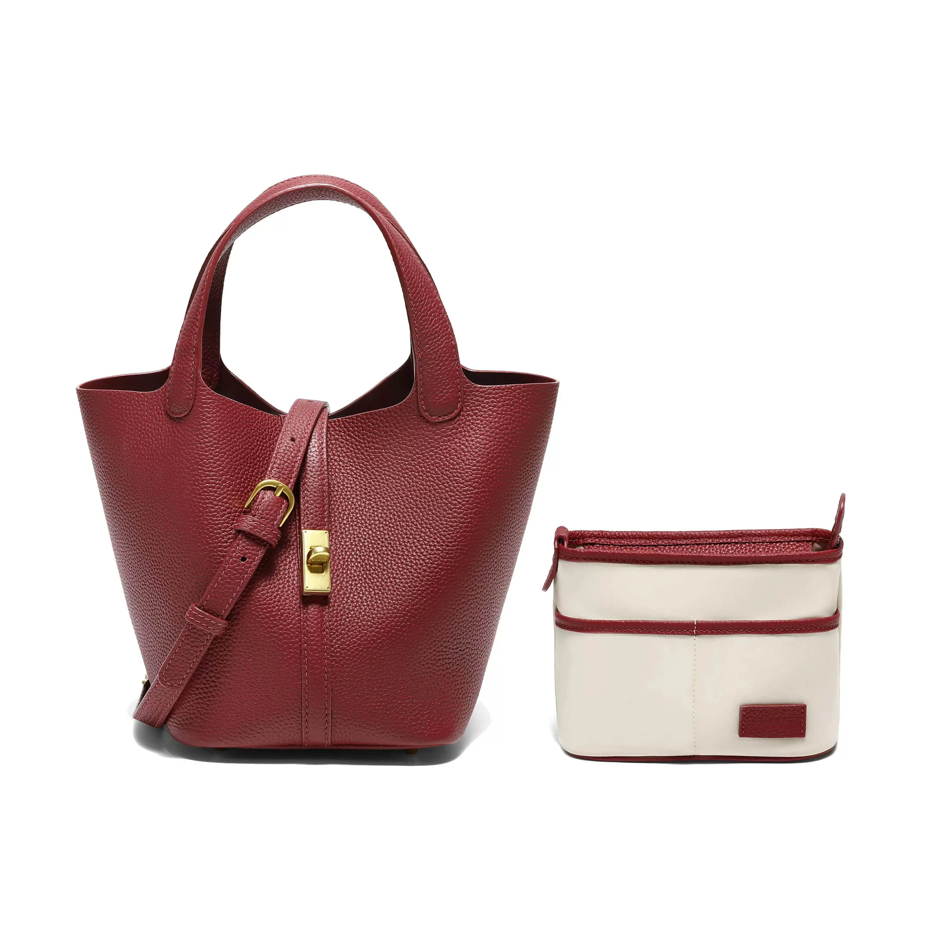 Top Grain Leather Turnlock Mini Tote - Image 9
