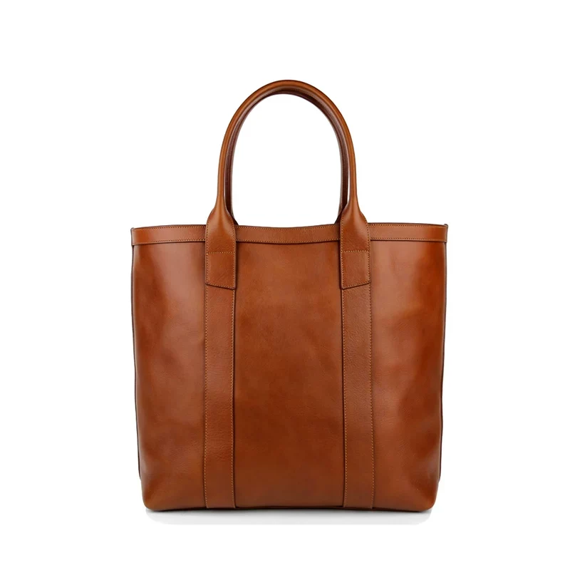 Top-Grain Leather Vertical Panel Tote - Image 6