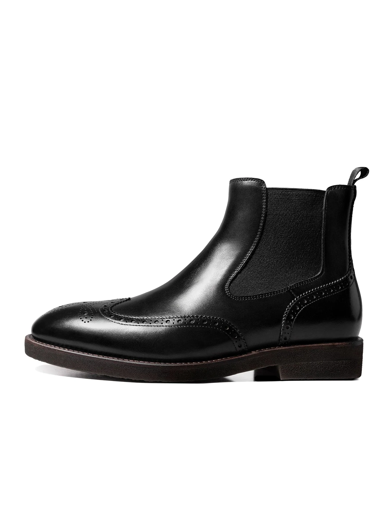 Top Grain Leather Wingtip Brogue Chelsea Boot - Image 2