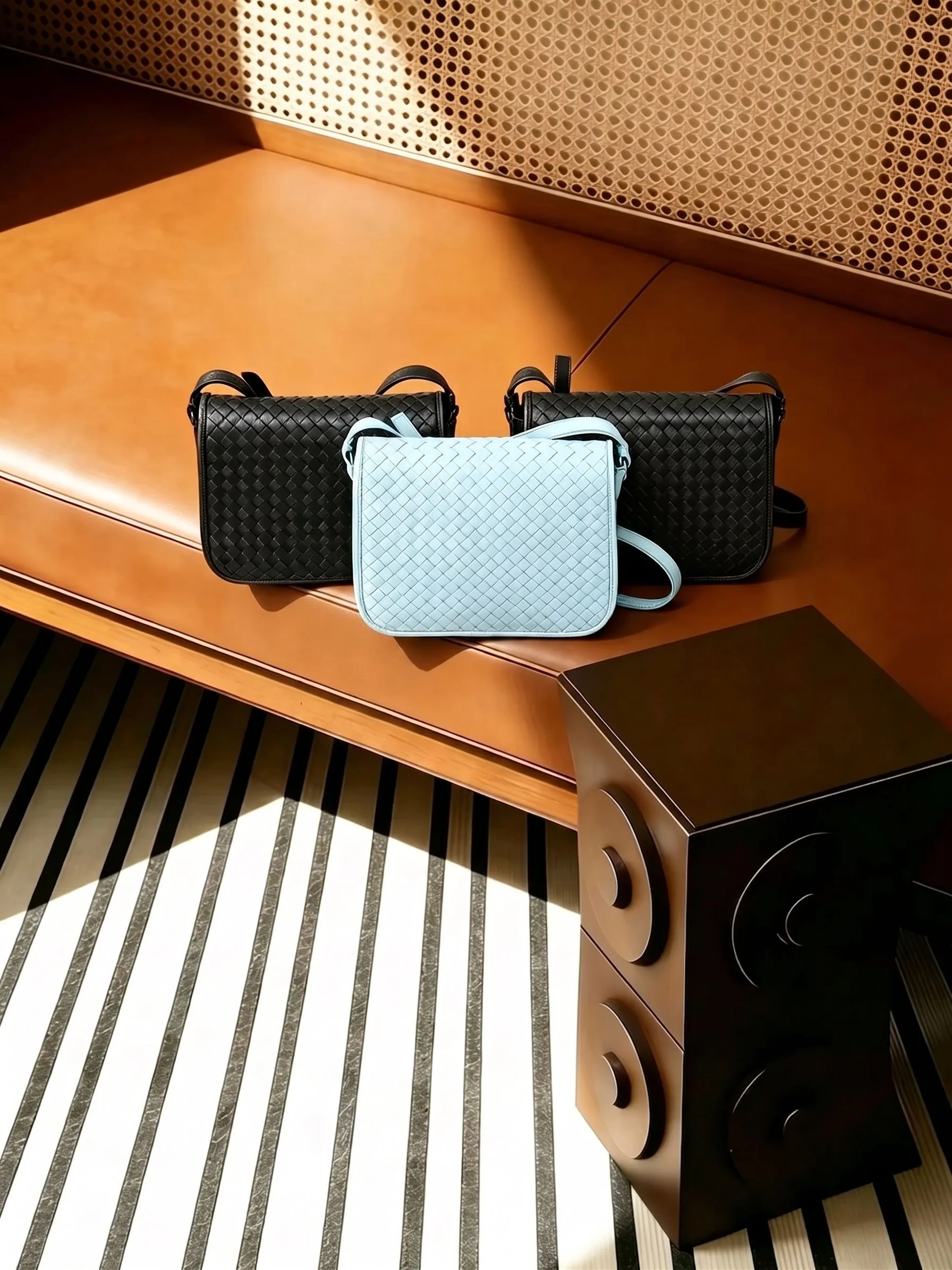 Top Grain Leather Woven Crossbody Bag