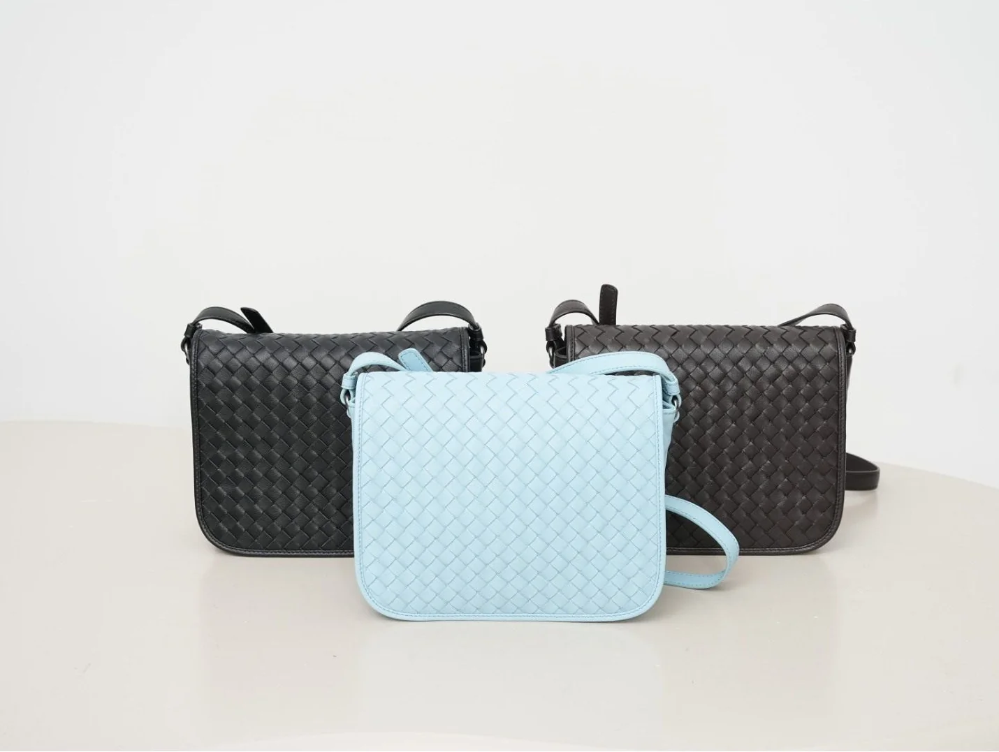 Top Grain Leather Woven Crossbody Bag - Image 2