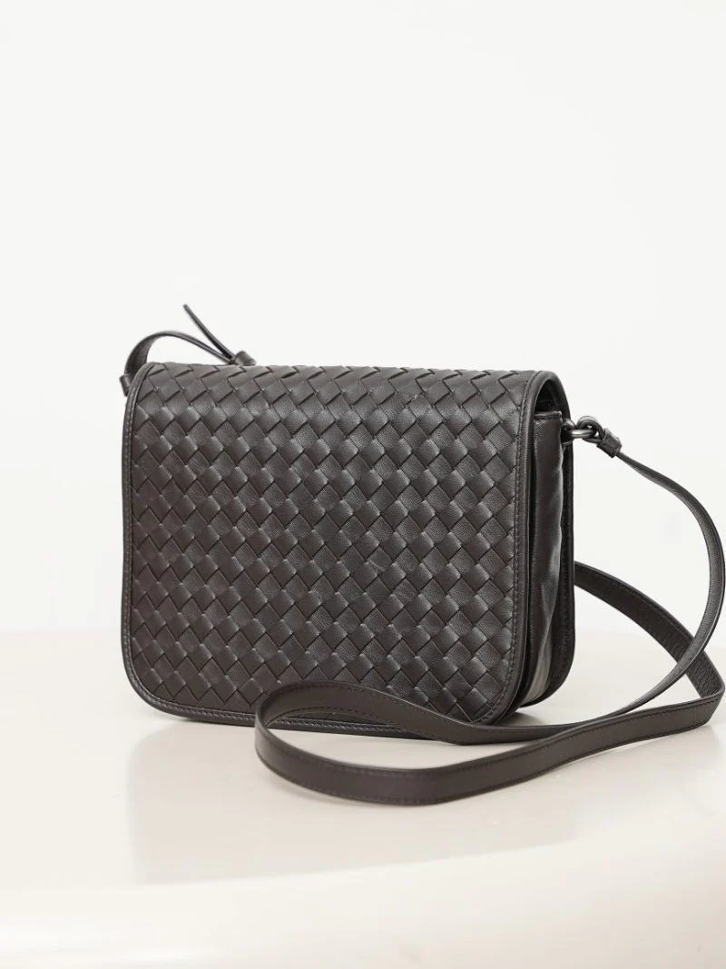 Top Grain Leather Woven Crossbody Bag - Image 4
