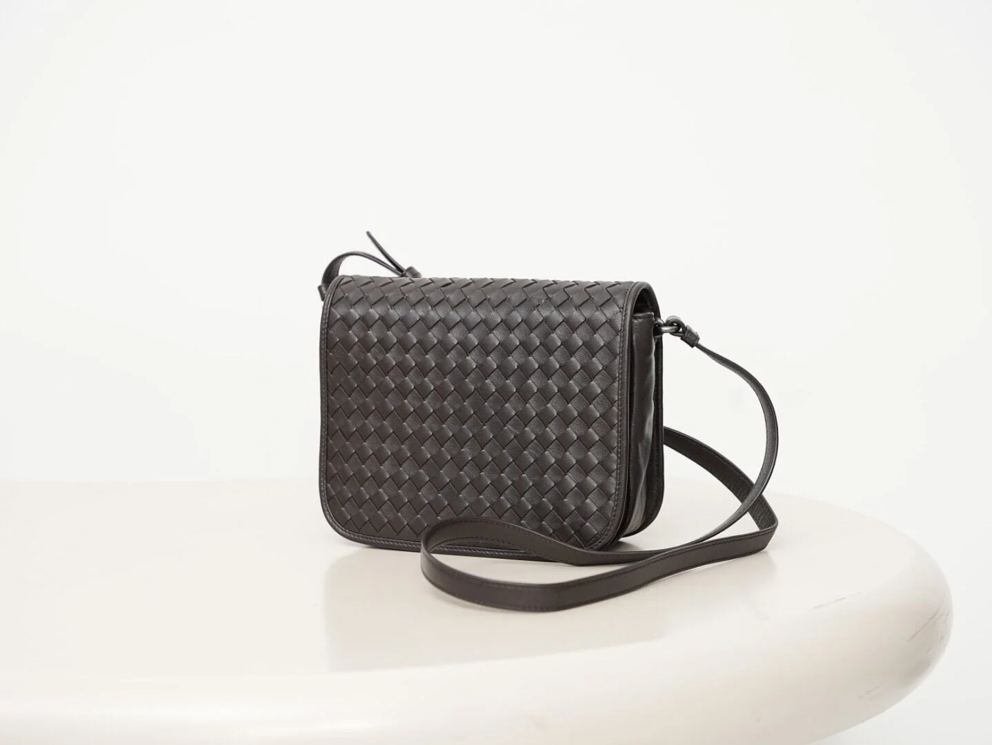 Top Grain Leather Woven Crossbody Bag - Image 7
