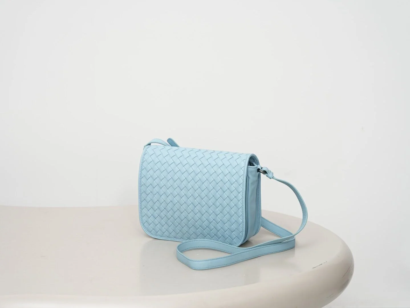 Top Grain Leather Woven Crossbody Bag - Image 8