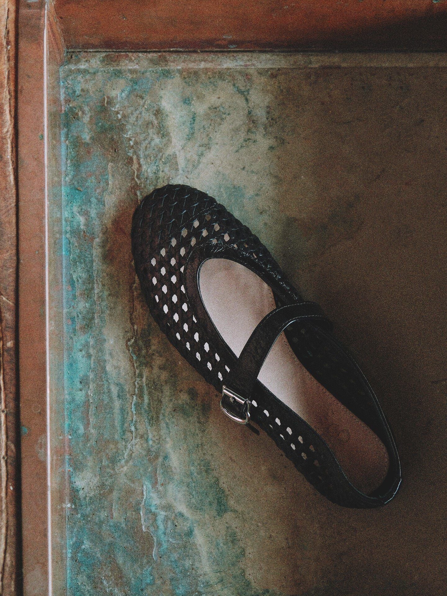 Top Grain Leather Woven Mary Jane Flats - Image 3
