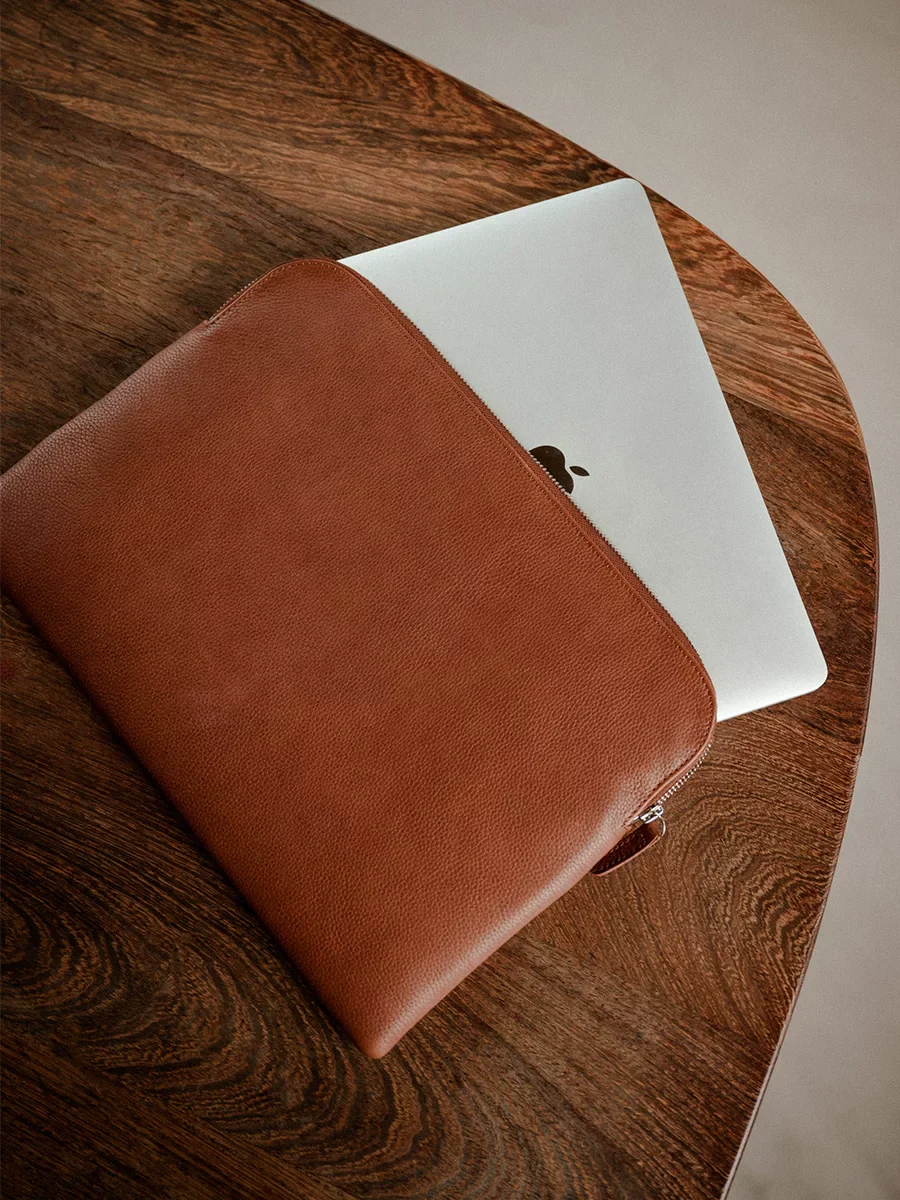 Top Grain Leather Zip Laptop Sleeve