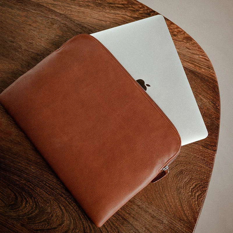 Top Grain Leather Zip Laptop Sleeve - Image 5