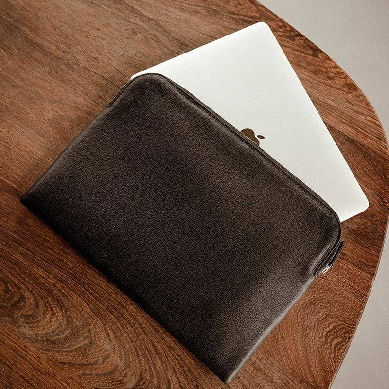 Top Grain Leather Zip Laptop Sleeve - Image 6