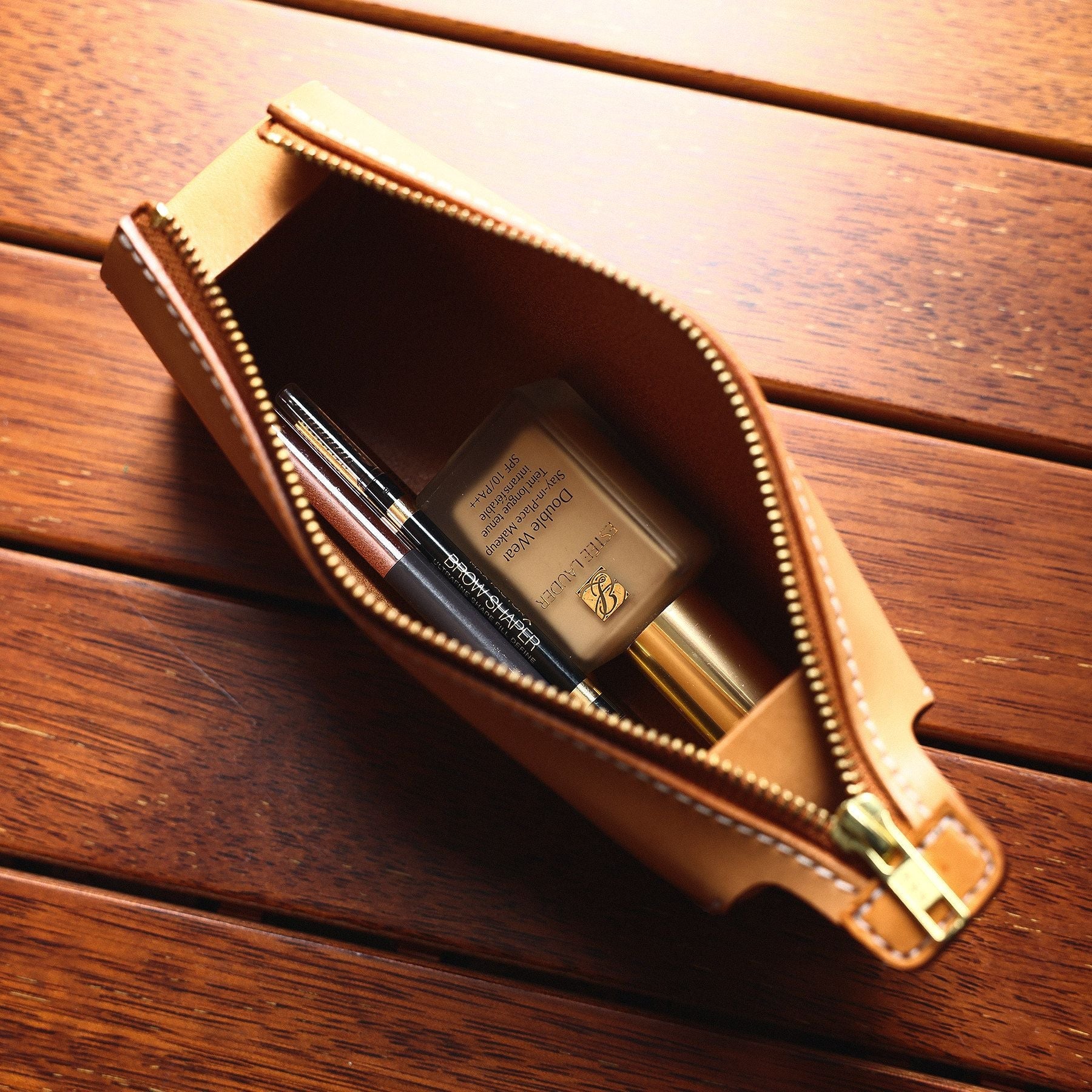 Top-Grain Leather Zip Pouch
