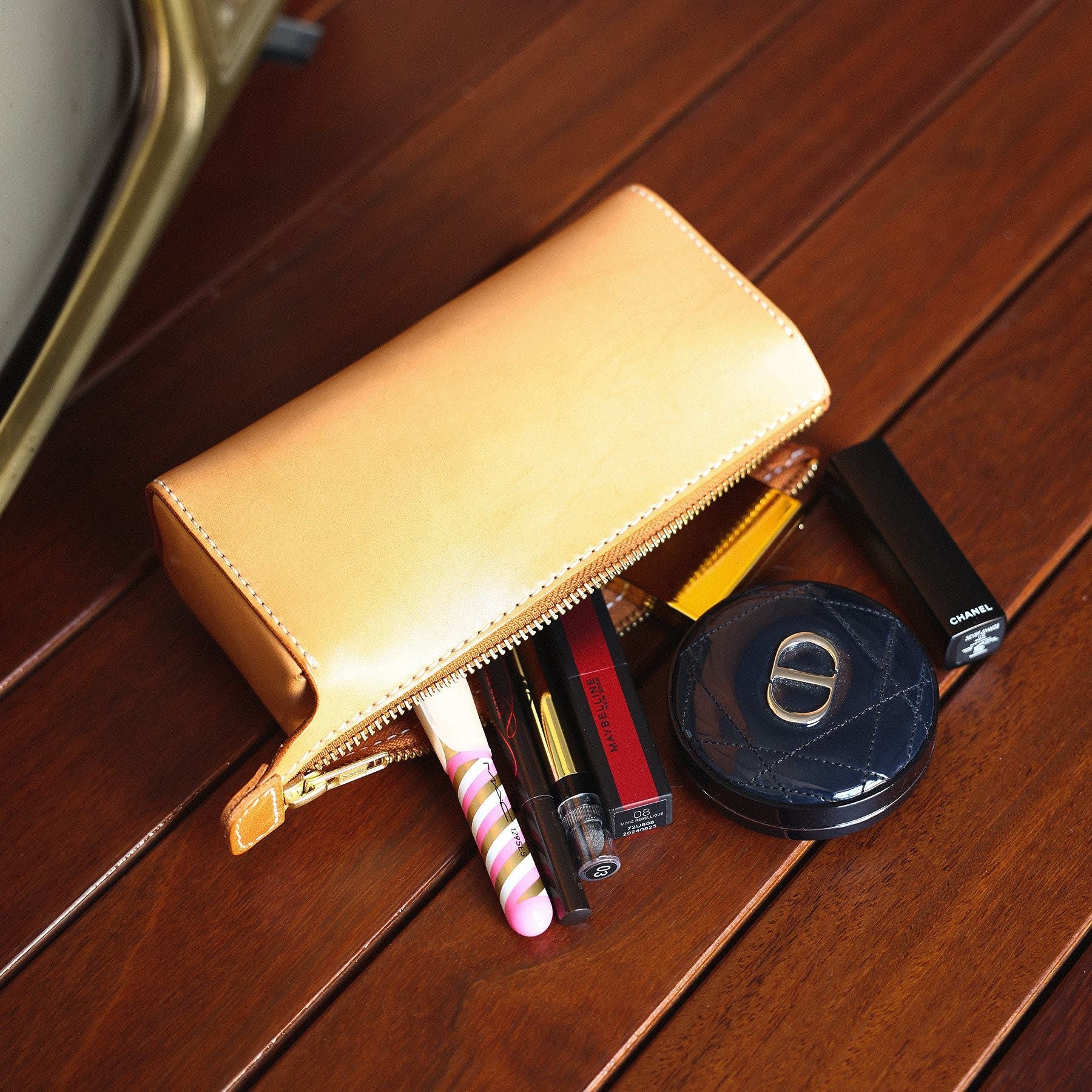 Top-Grain Leather Zip Pouch - Image 2