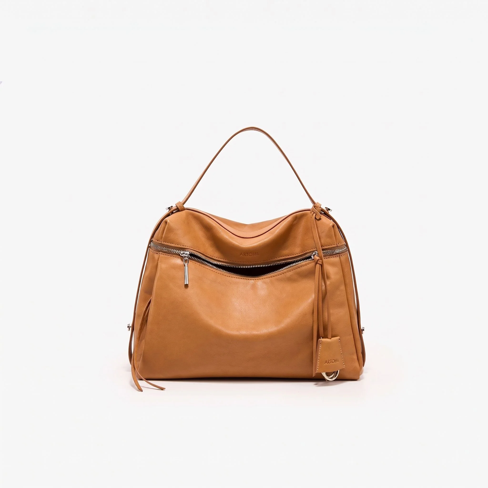 Top Grain Leather Zip Shoulder Bag - Image 10