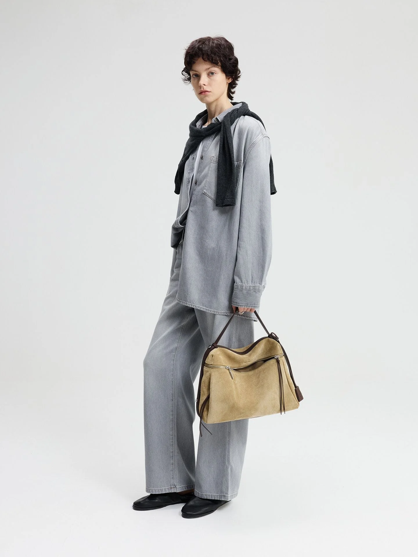 Top Grain Leather Zip Shoulder Bag - Image 2