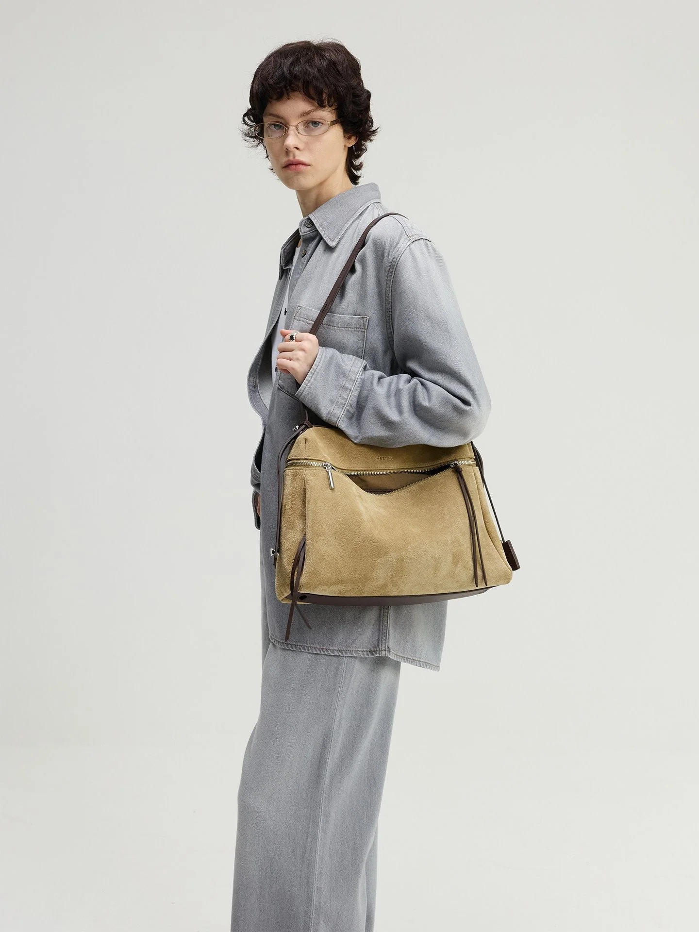 Top Grain Leather Zip Shoulder Bag - Image 3