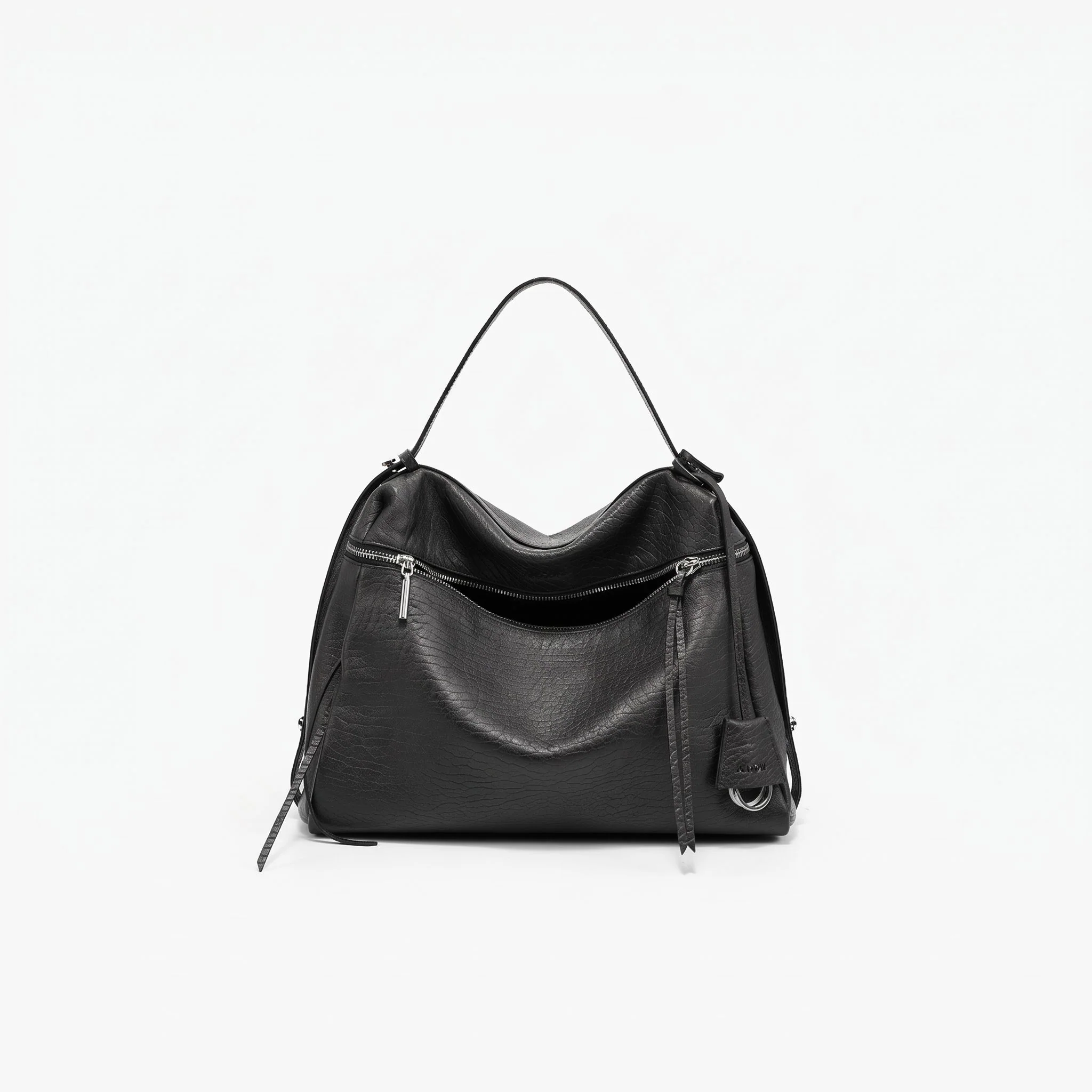 Top Grain Leather Zip Shoulder Bag - Image 6