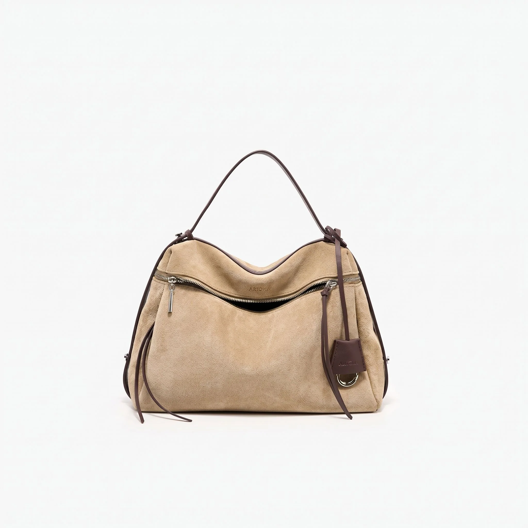 Top Grain Leather Zip Shoulder Bag - Image 7