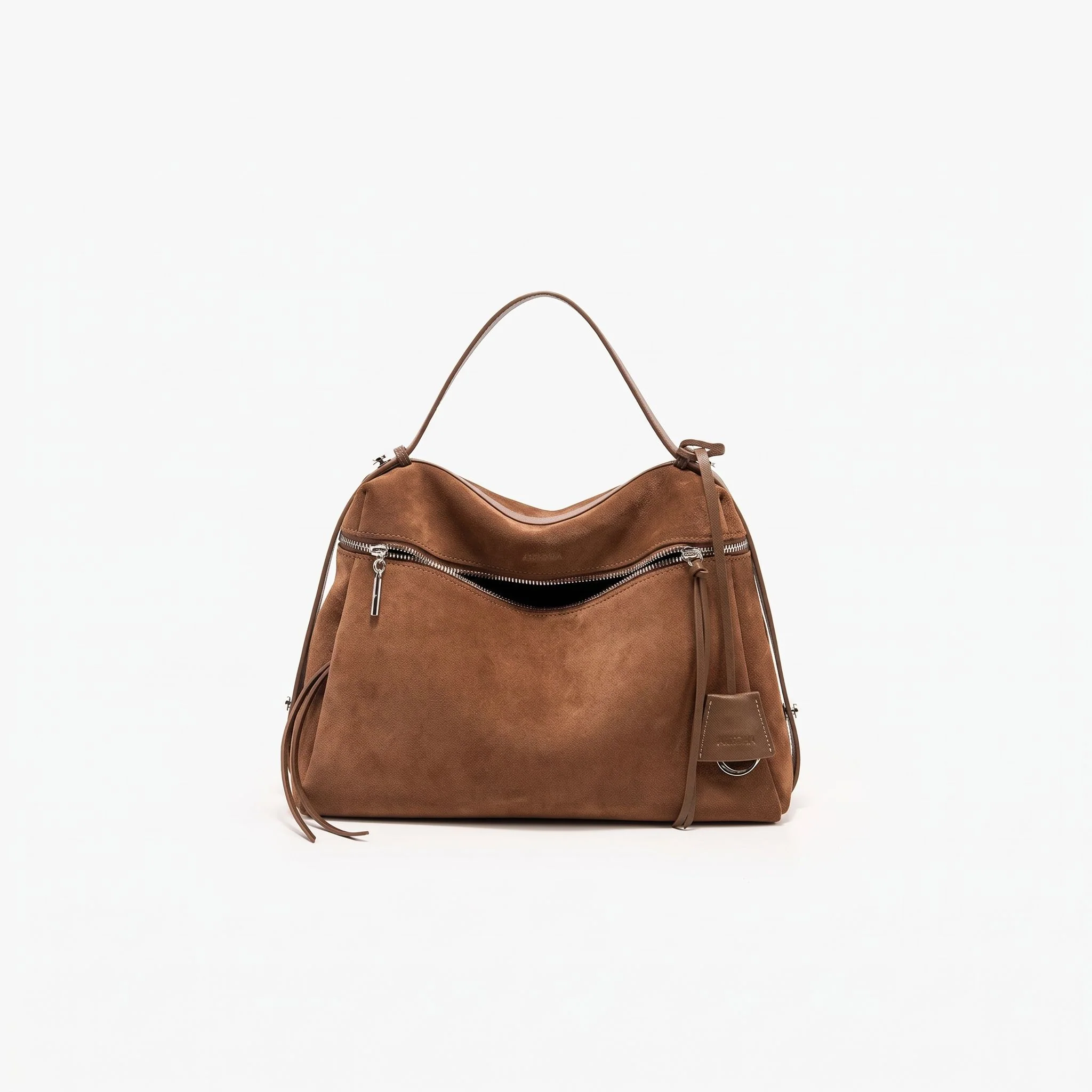 Top Grain Leather Zip Shoulder Bag - Image 8