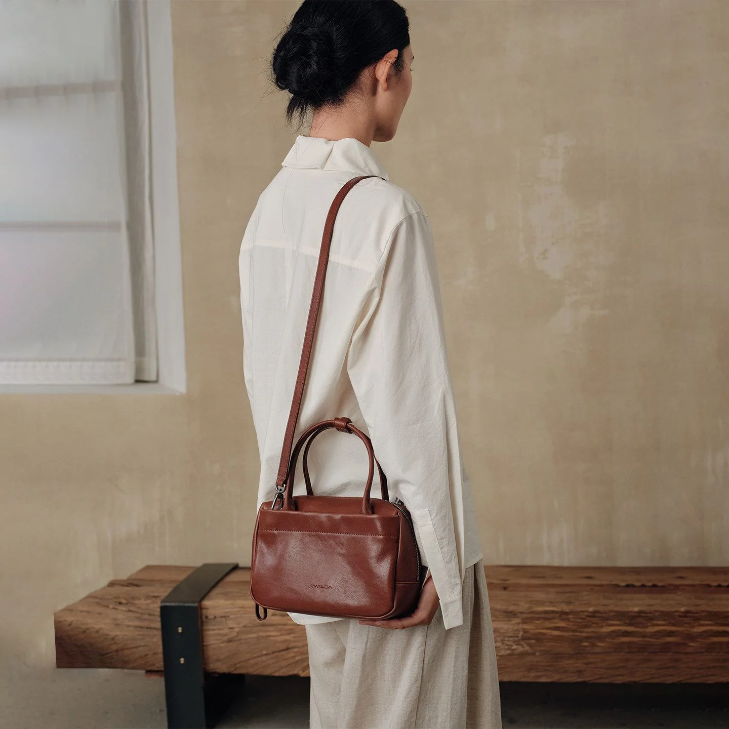 Top-Grain Leather Zip-Top Satchel - Image 9