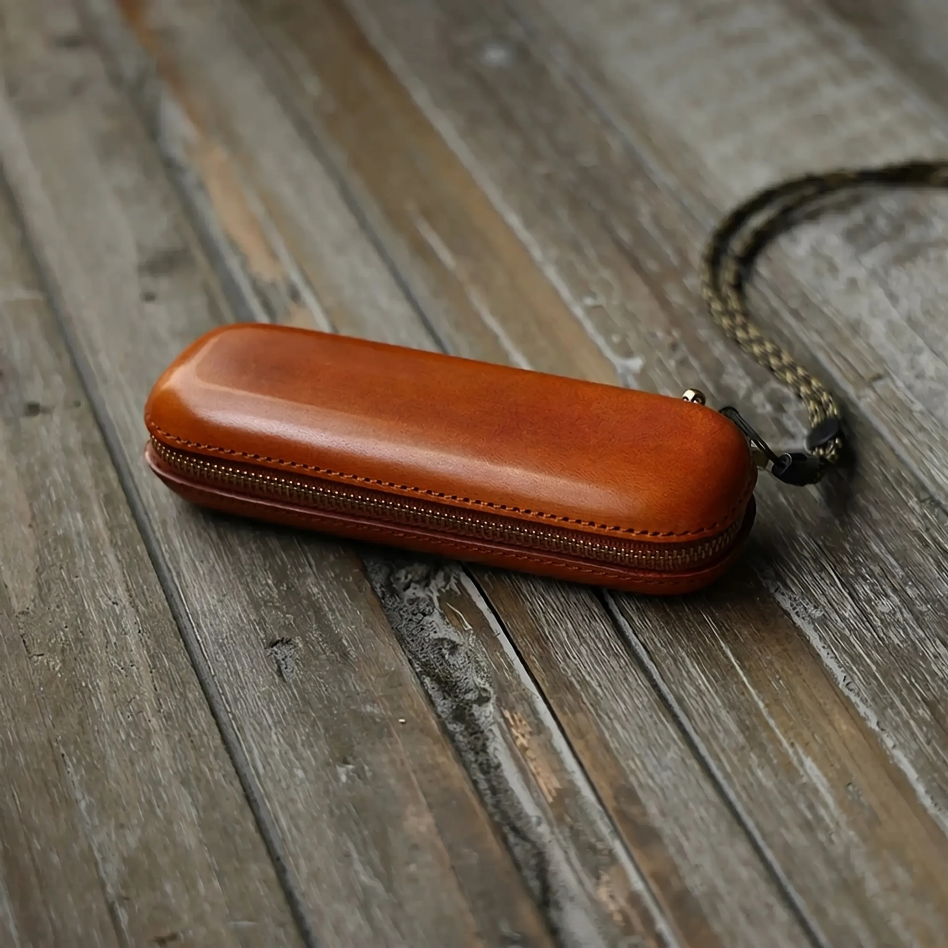 Top Grain Leather Zippered Glasses Case - Image 3
