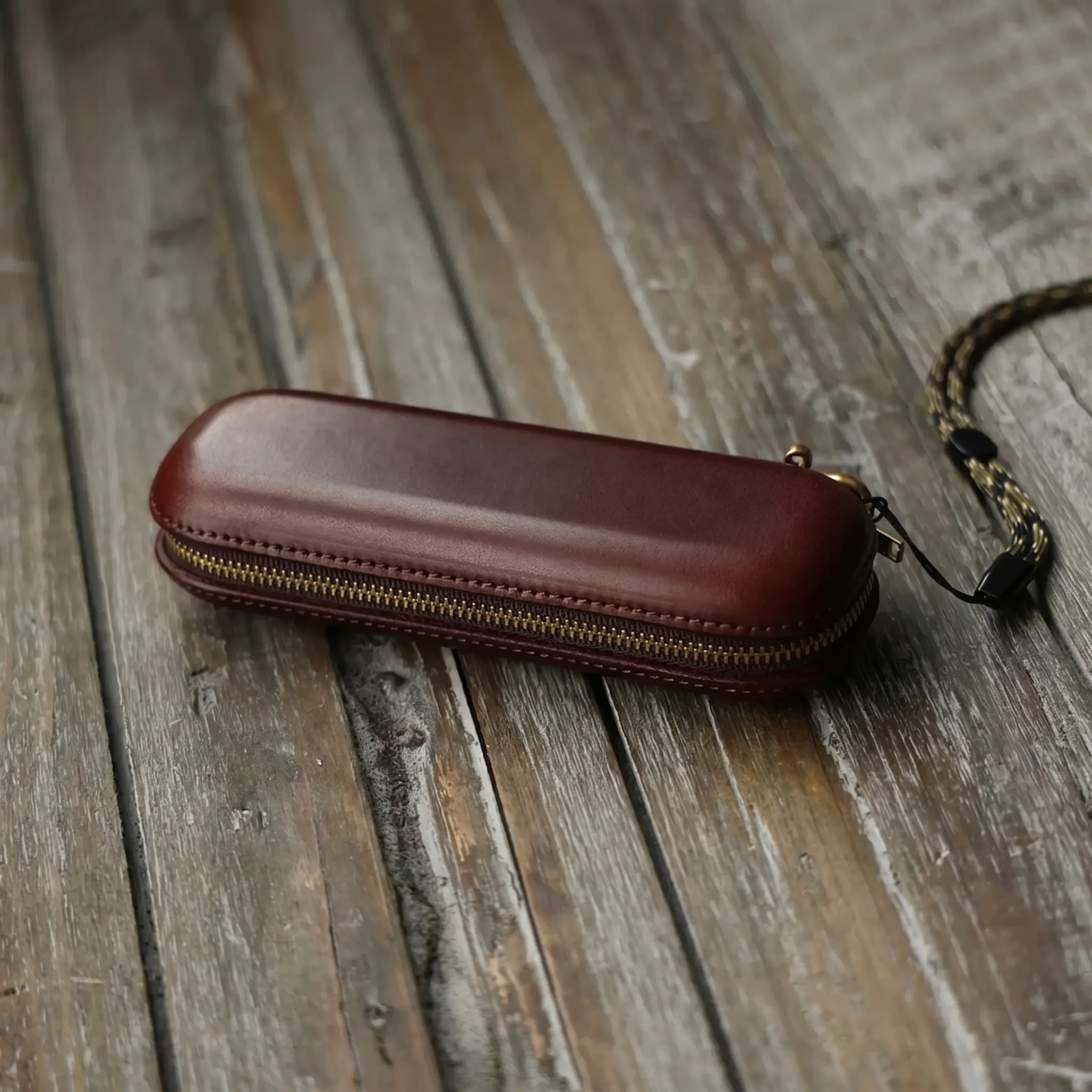 Top Grain Leather Zippered Glasses Case - Image 4