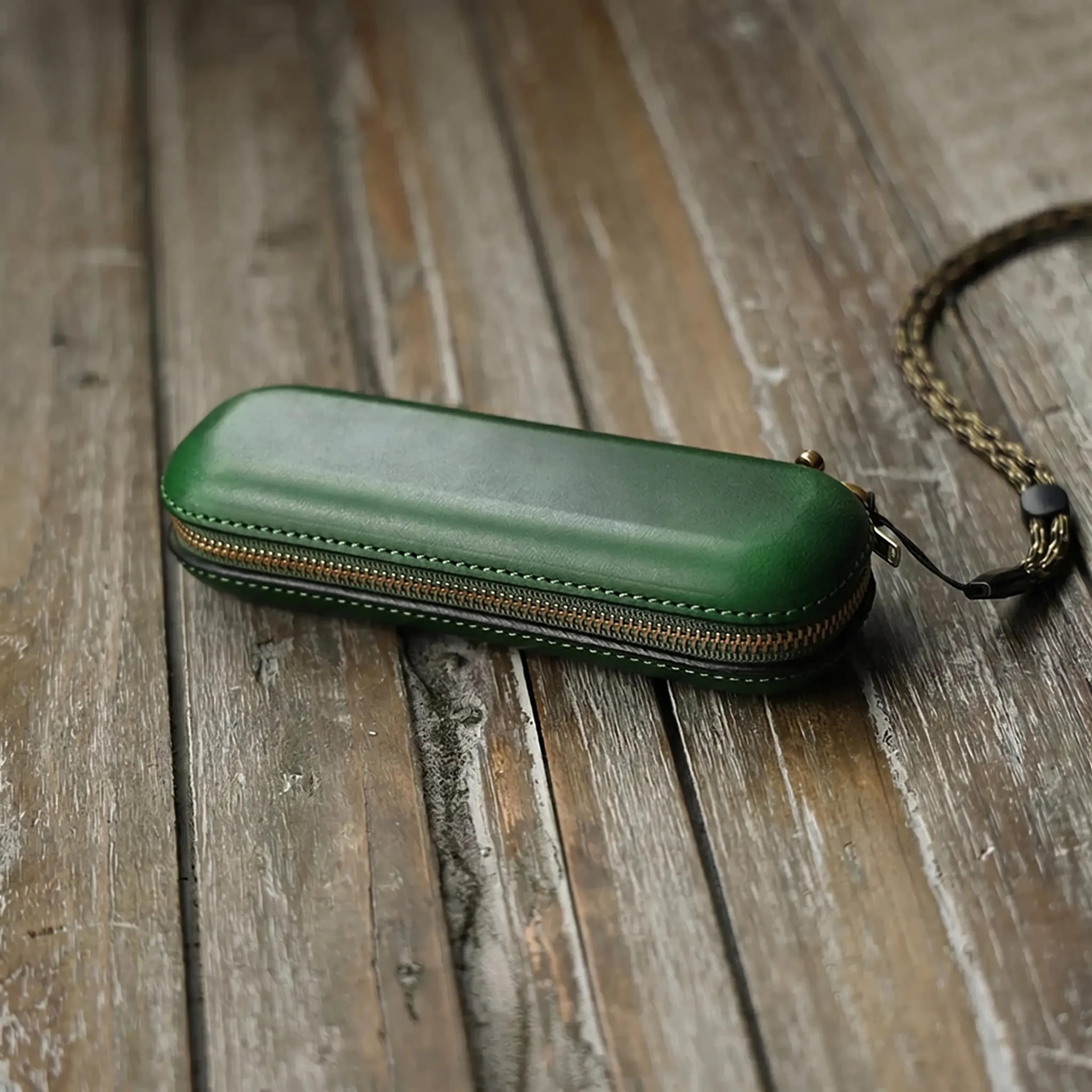 Top Grain Leather Zippered Glasses Case - Image 5
