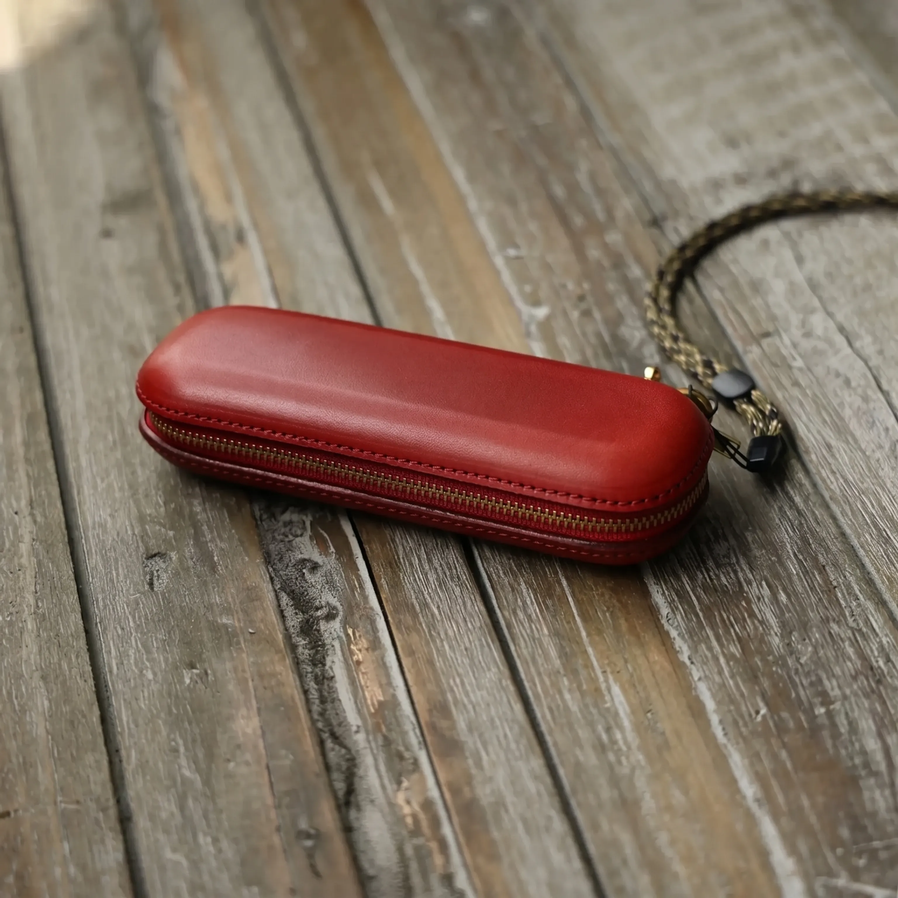 Top Grain Leather Zippered Glasses Case - Image 6