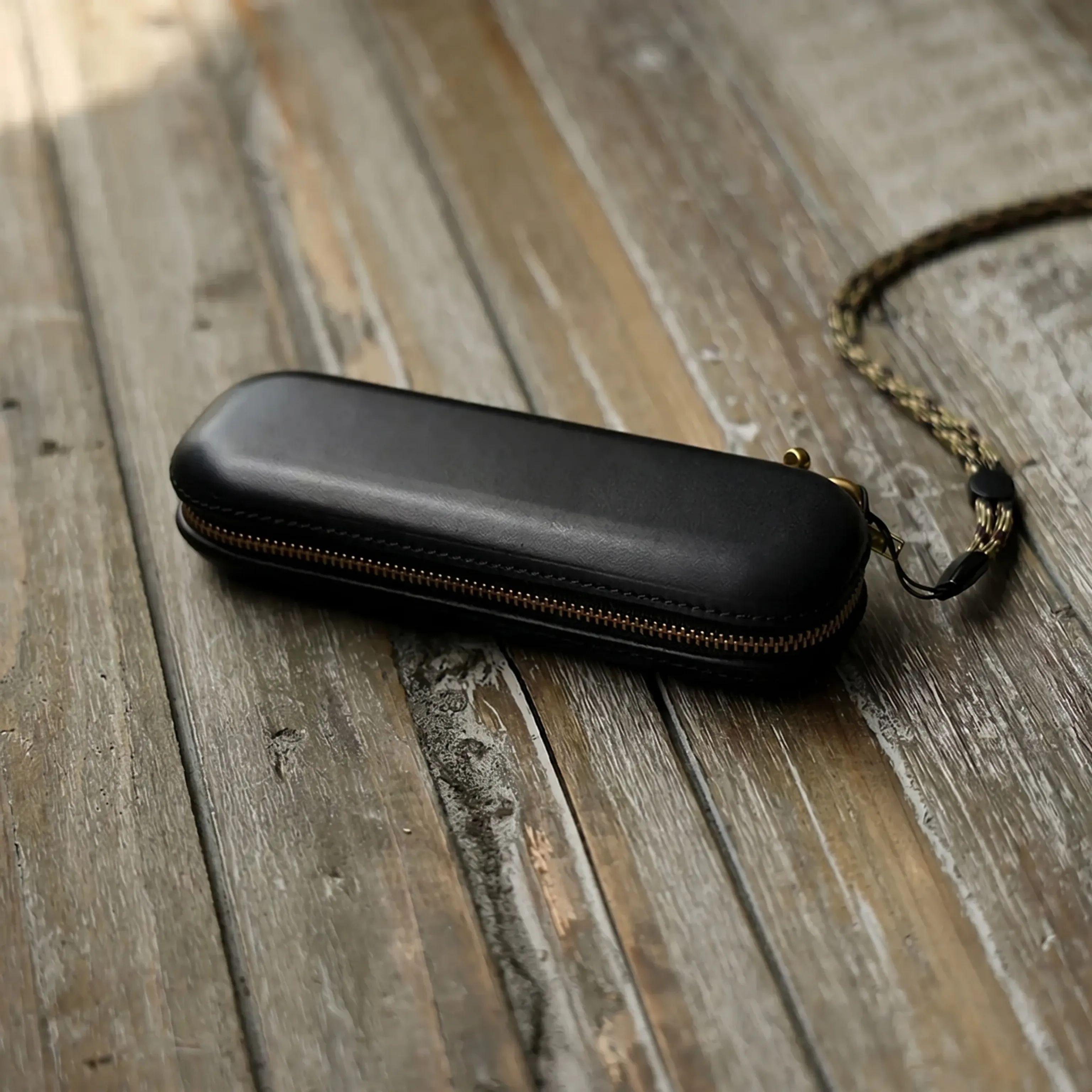 Top Grain Leather Zippered Glasses Case - Image 8