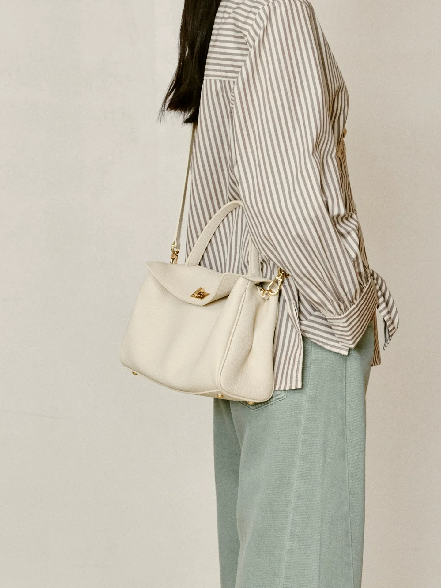 Top-Grain Pebbled Cowhide Flap Satchel - Image 2