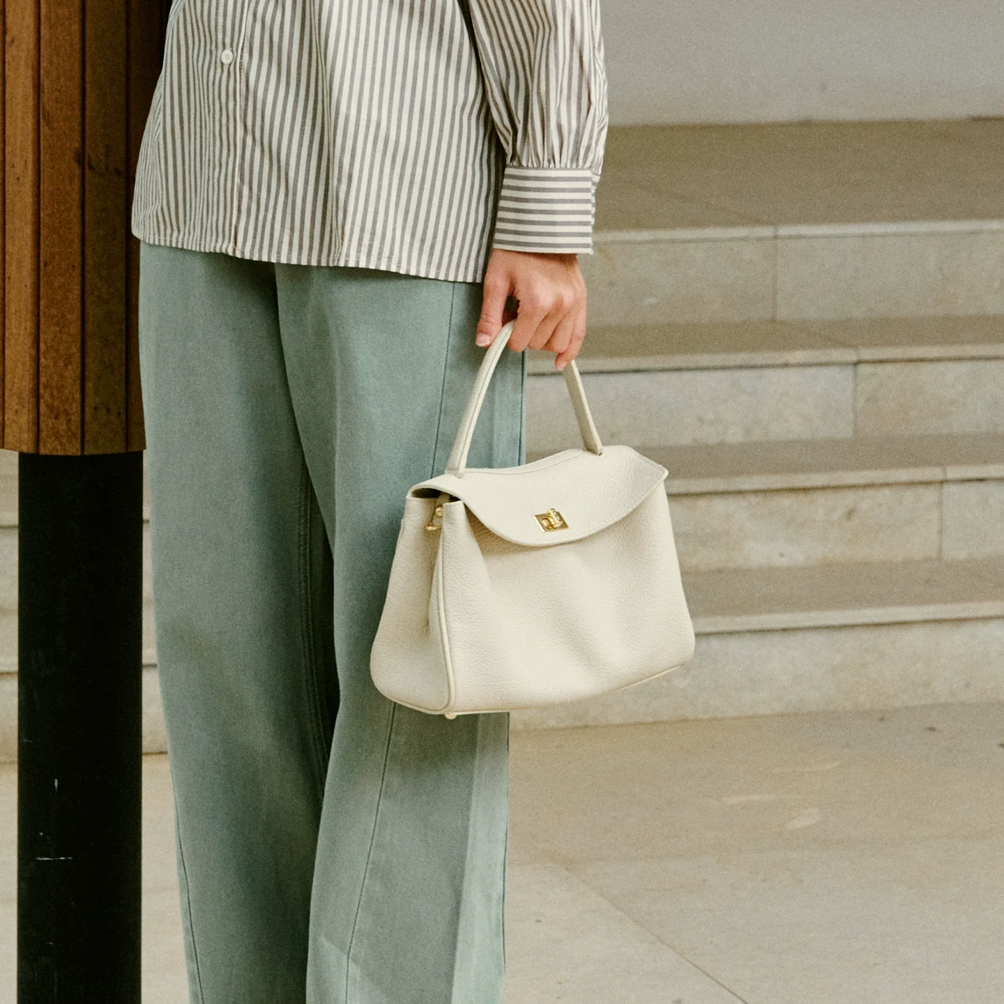 Top-Grain Pebbled Cowhide Flap Satchel - Image 3