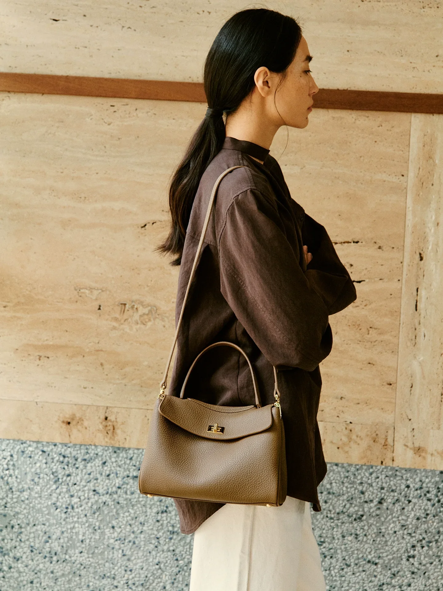 Top-Grain Pebbled Cowhide Flap Satchel - Image 4