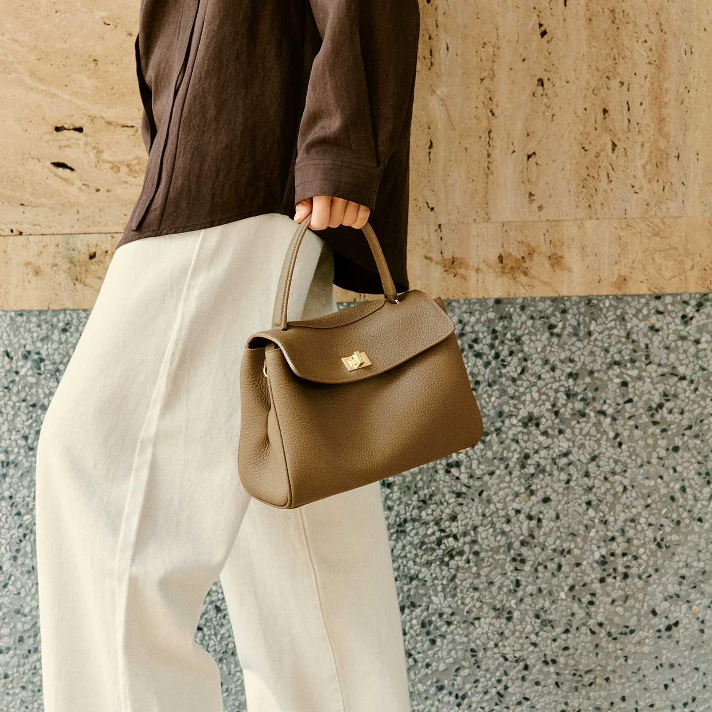 Top-Grain Pebbled Cowhide Flap Satchel - Image 5