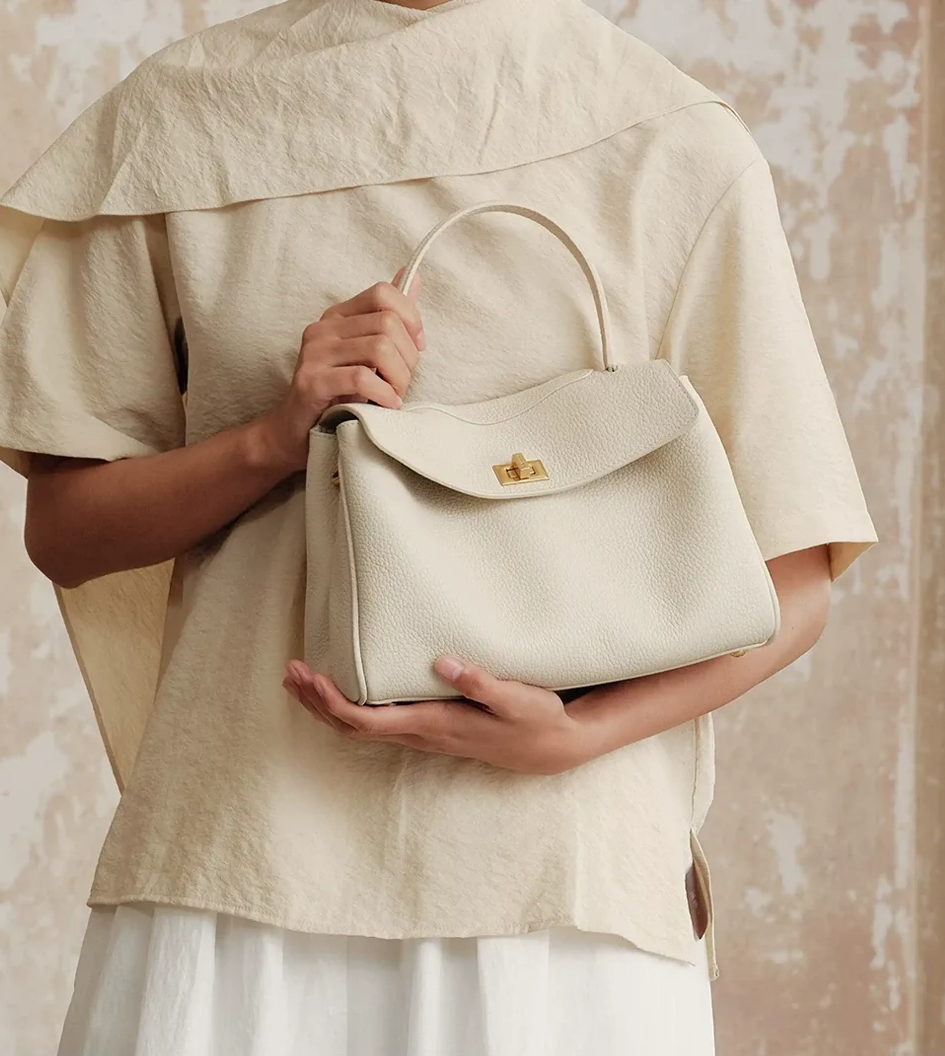 Top-Grain Pebbled Cowhide Flap Satchel - Image 6