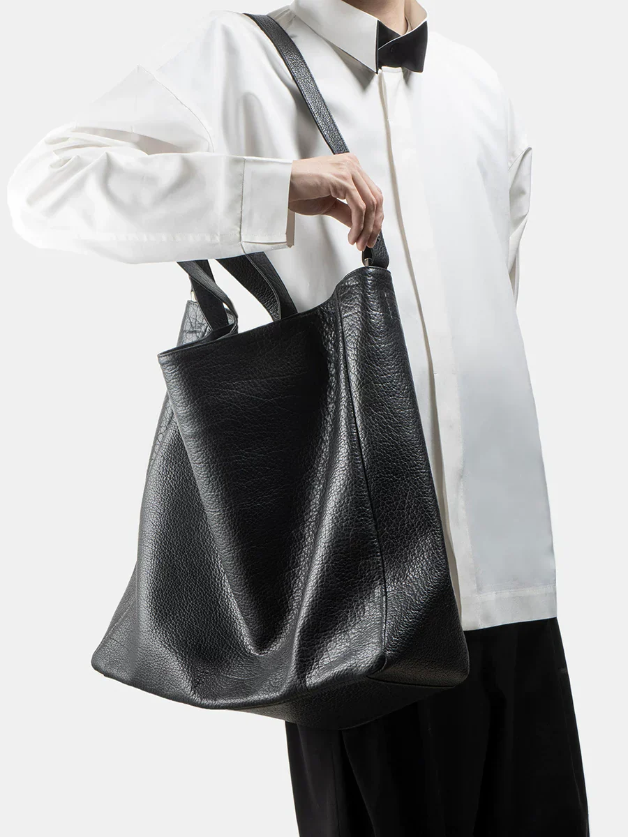 Top-Grain Pebbled Leather Convertible Tote - Image 2