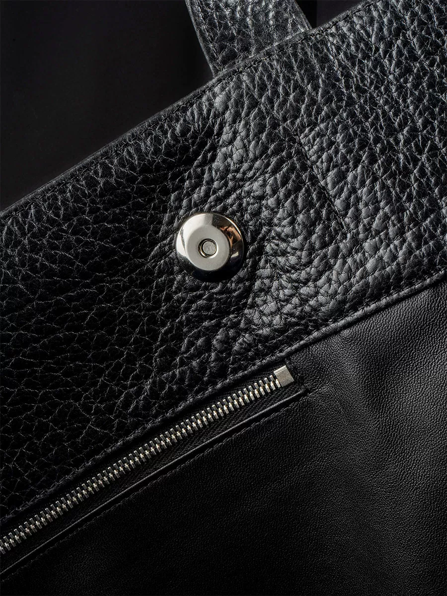 Top-Grain Pebbled Leather Convertible Tote - Image 4
