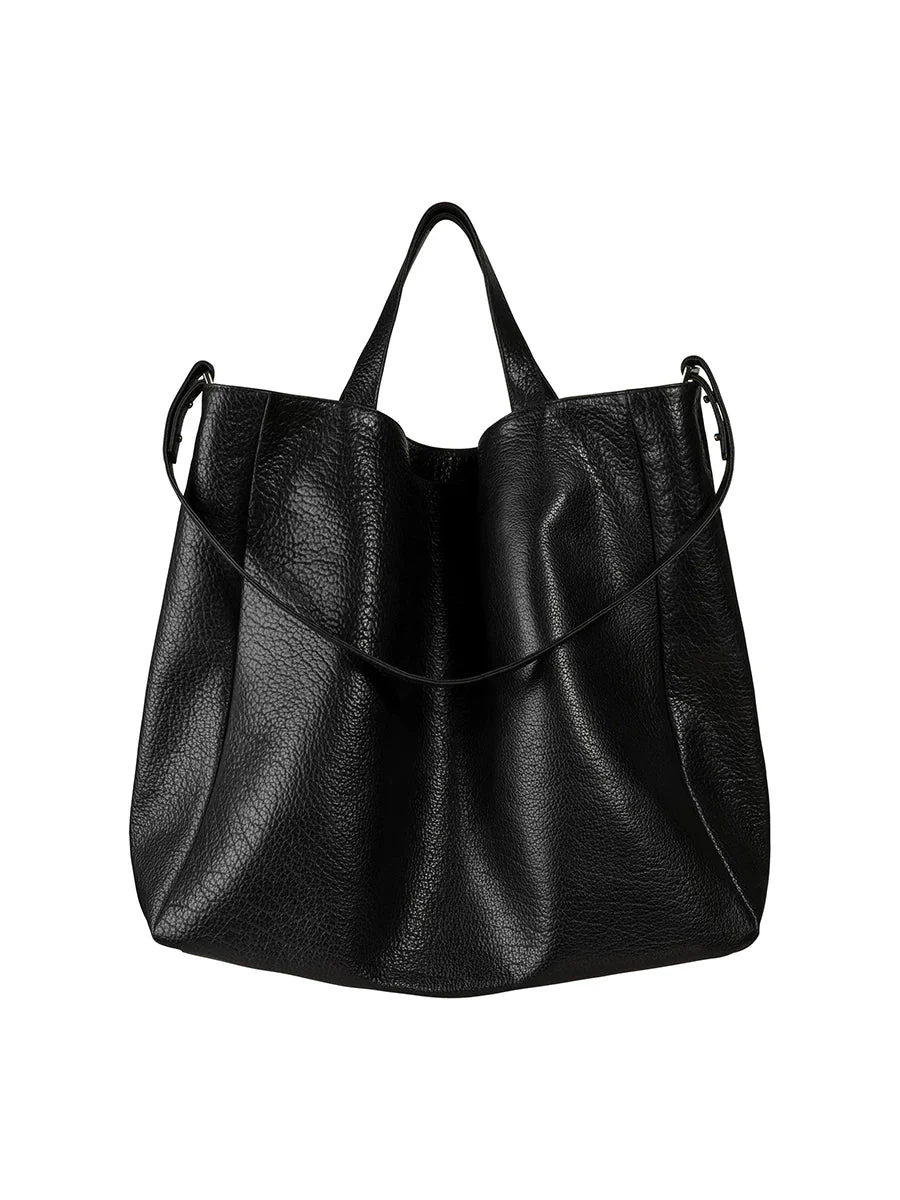 Top-Grain Pebbled Leather Convertible Tote - Image 5