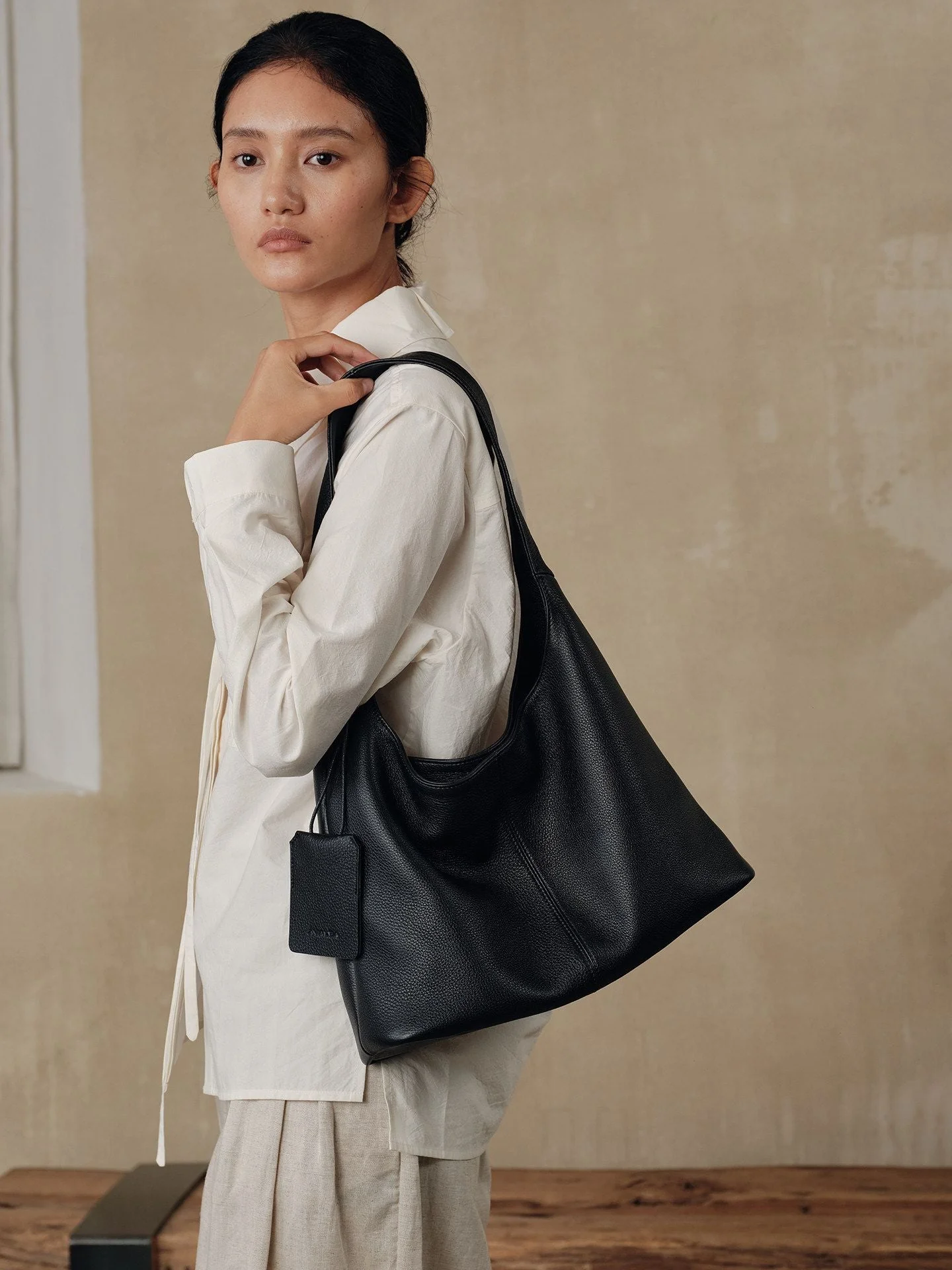 Top Grain Pebbled Leather Hobo Bag - Image 2