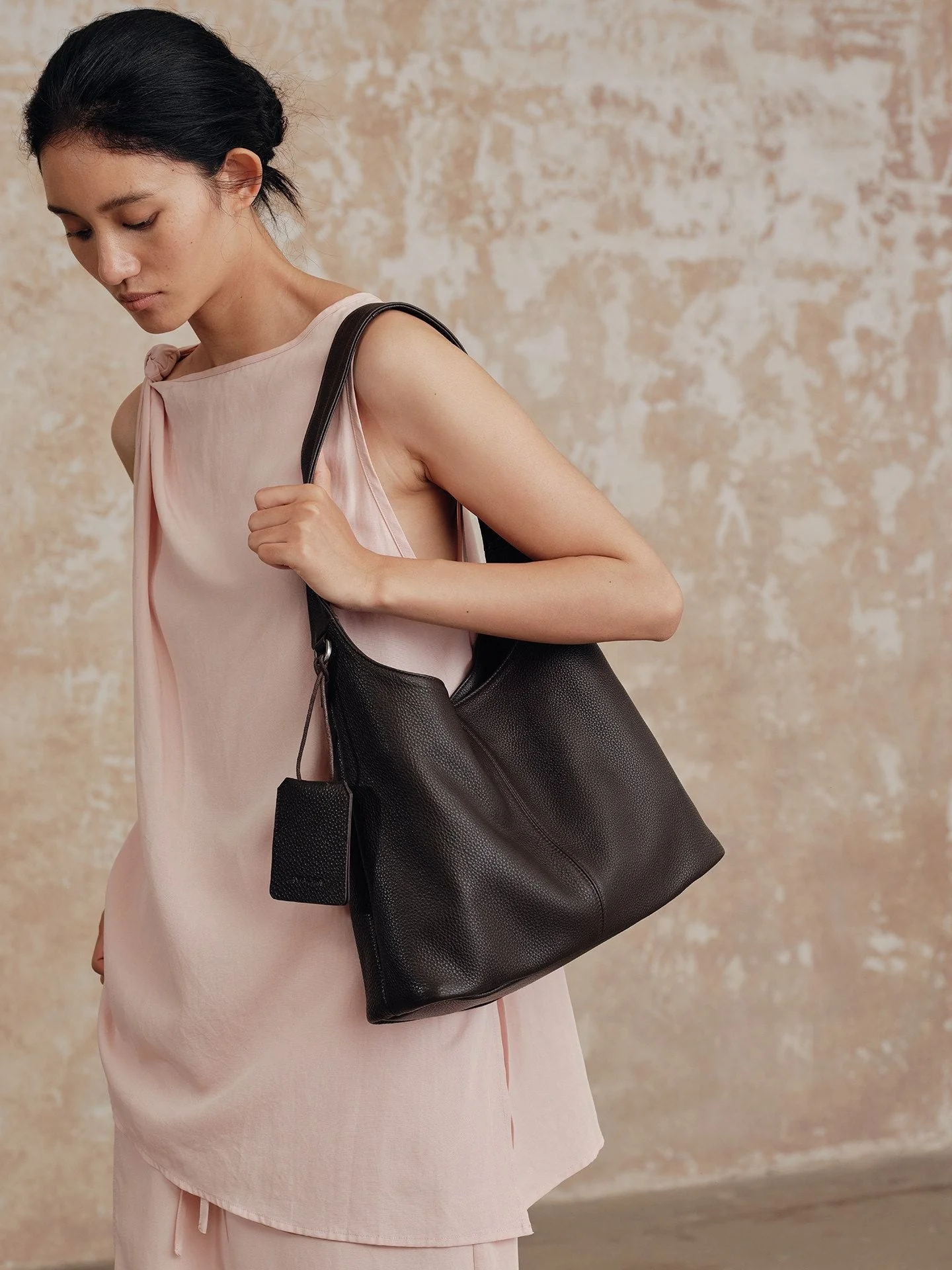 Top Grain Pebbled Leather Hobo Bag - Image 3