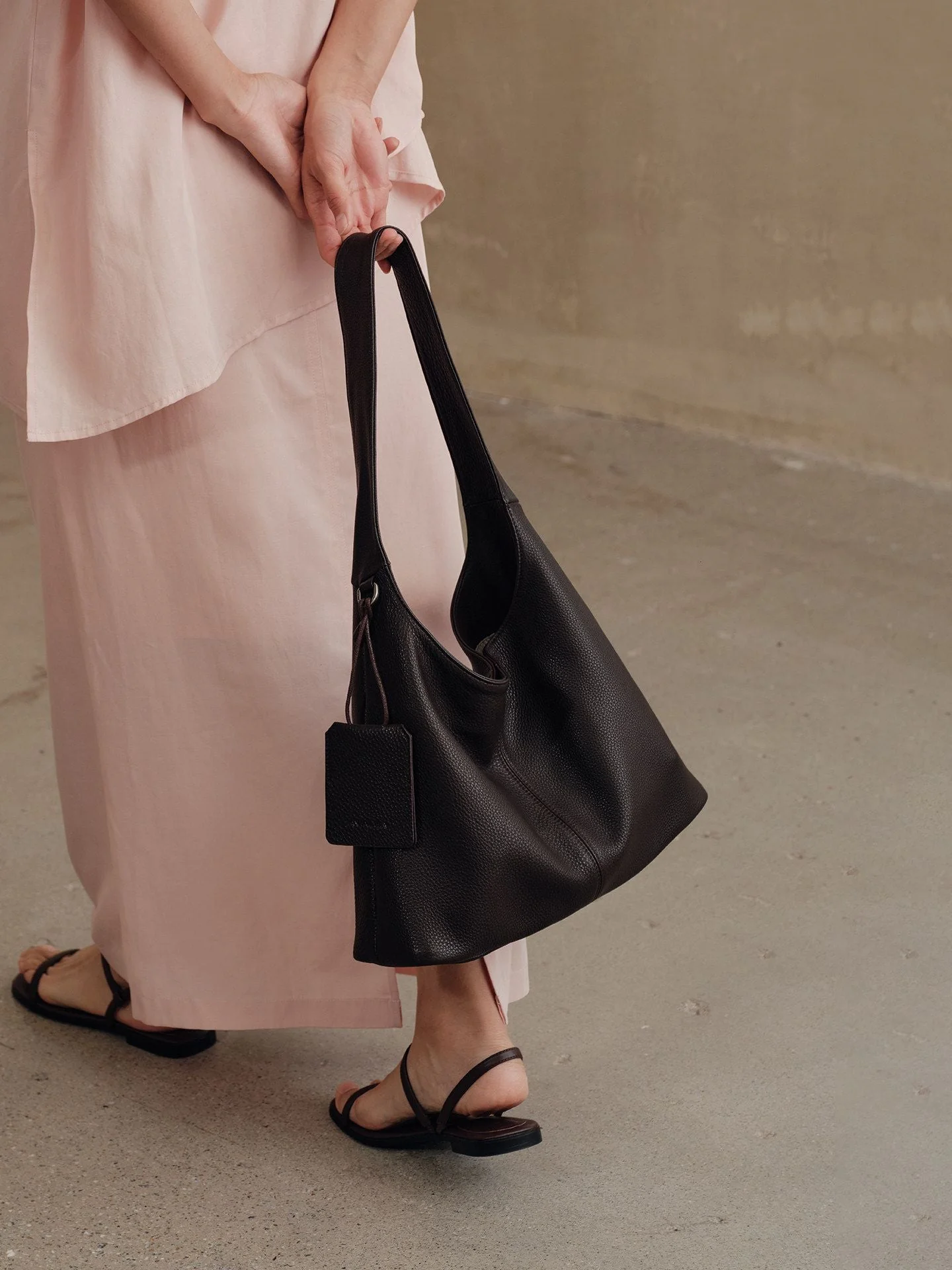 Top Grain Pebbled Leather Hobo Bag - Image 4