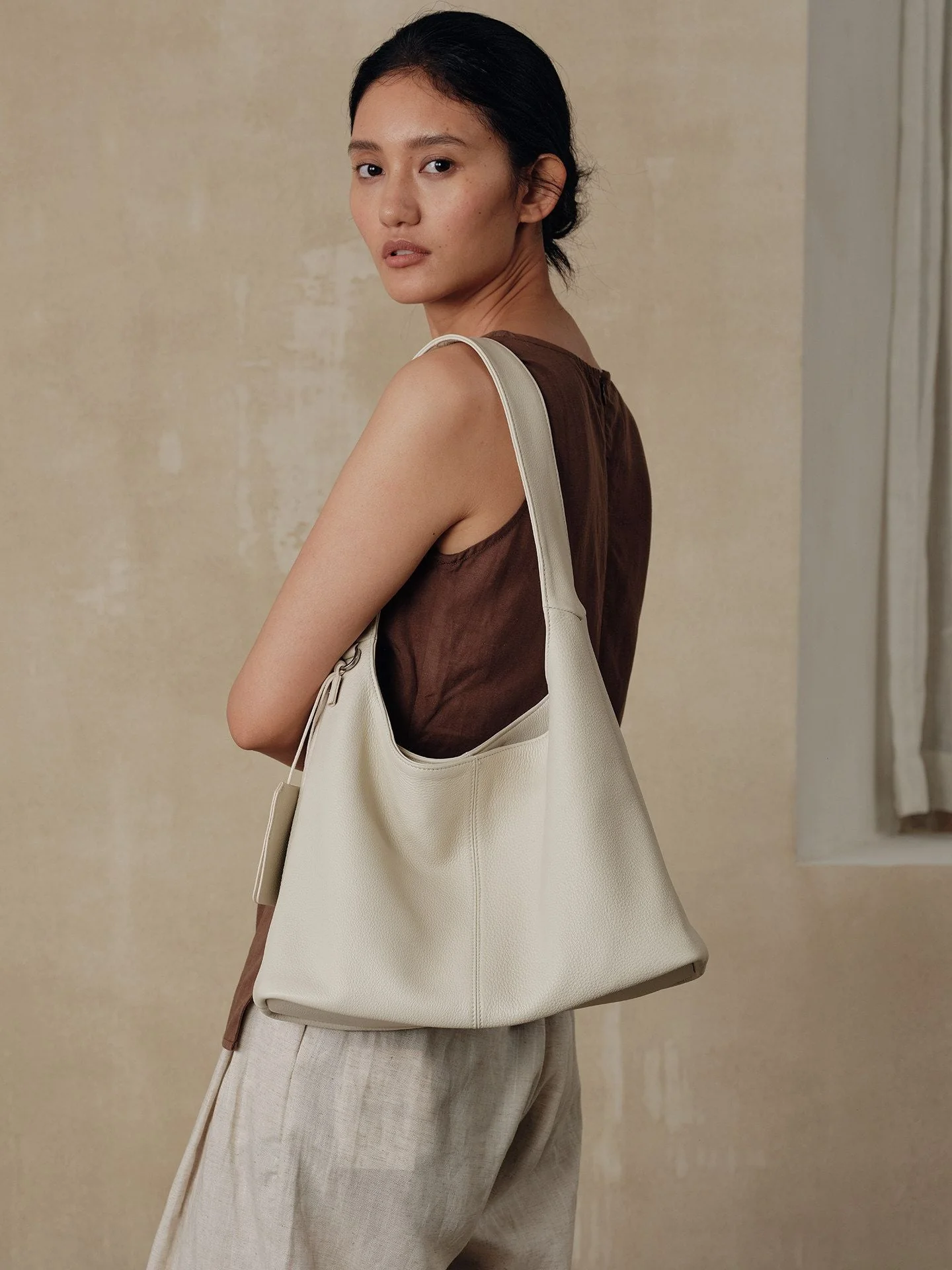 Top Grain Pebbled Leather Hobo Bag - Image 5