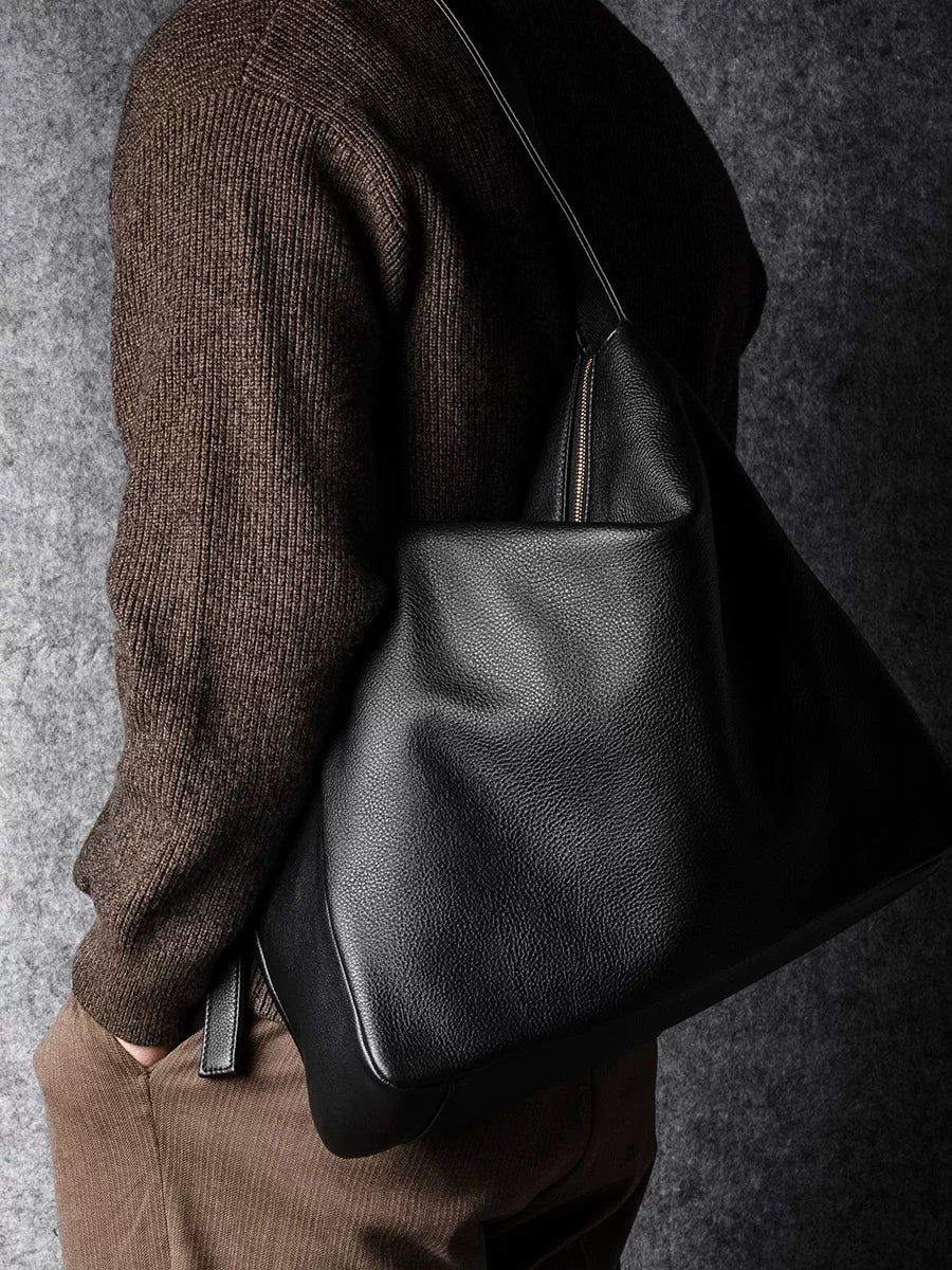 Top-Grain Pebbled Leather Hobo Tote - Image 2