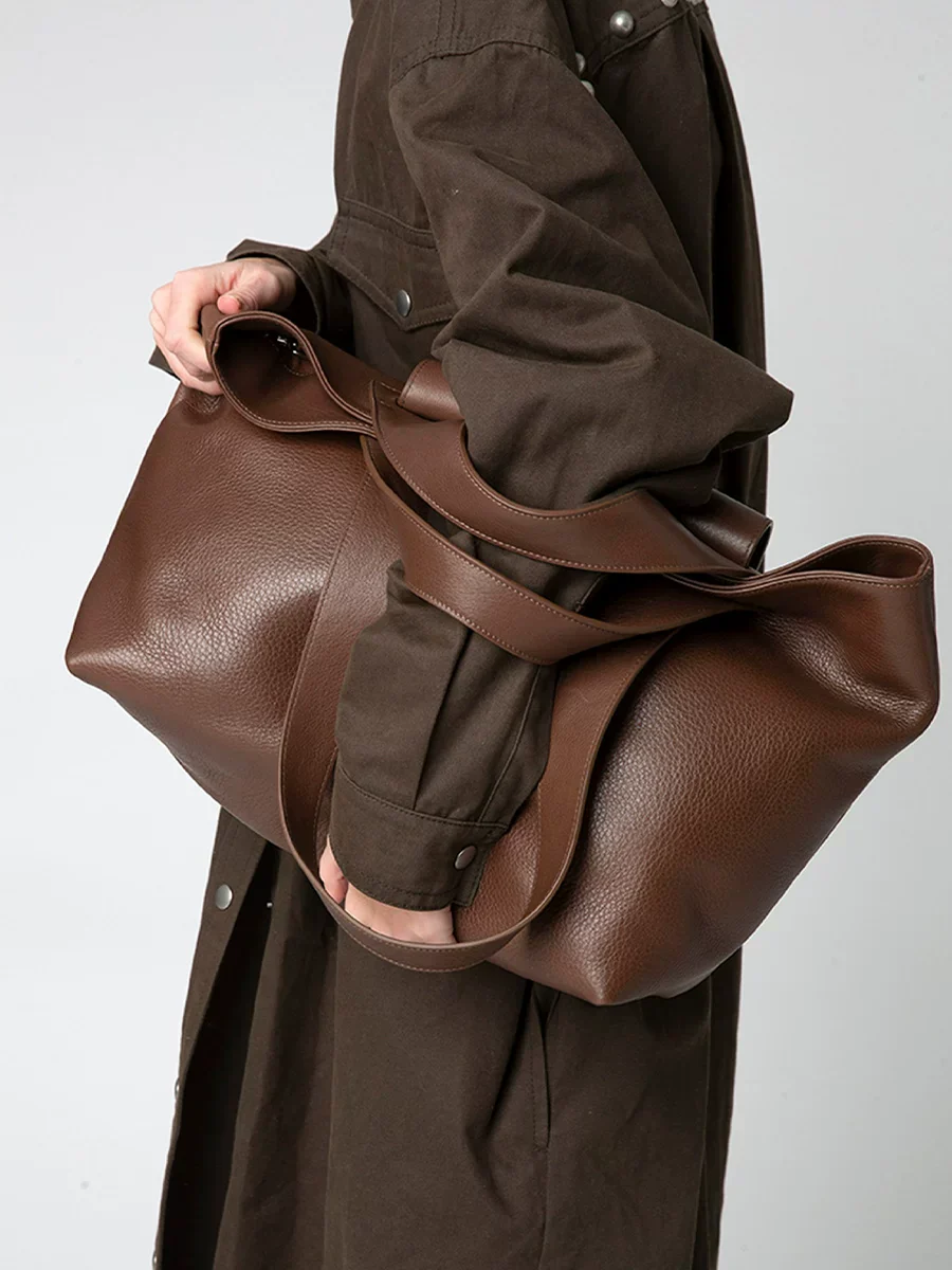 Top-Grain Pebbled Leather Loop Tote