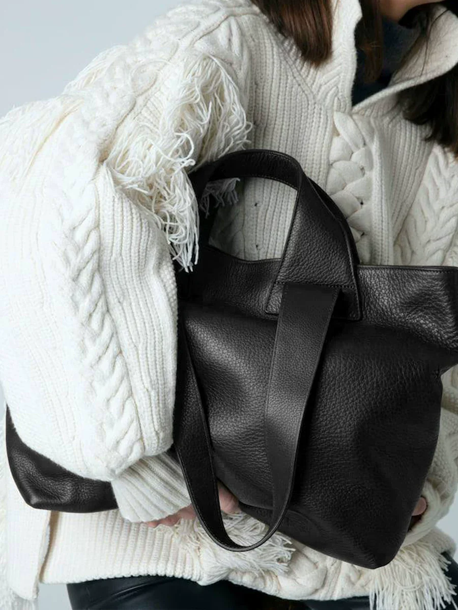 Top-Grain Pebbled Leather Loop Tote - Image 3
