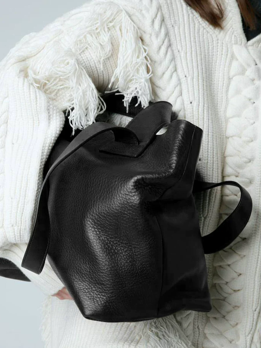 Top-Grain Pebbled Leather Loop Tote - Image 4