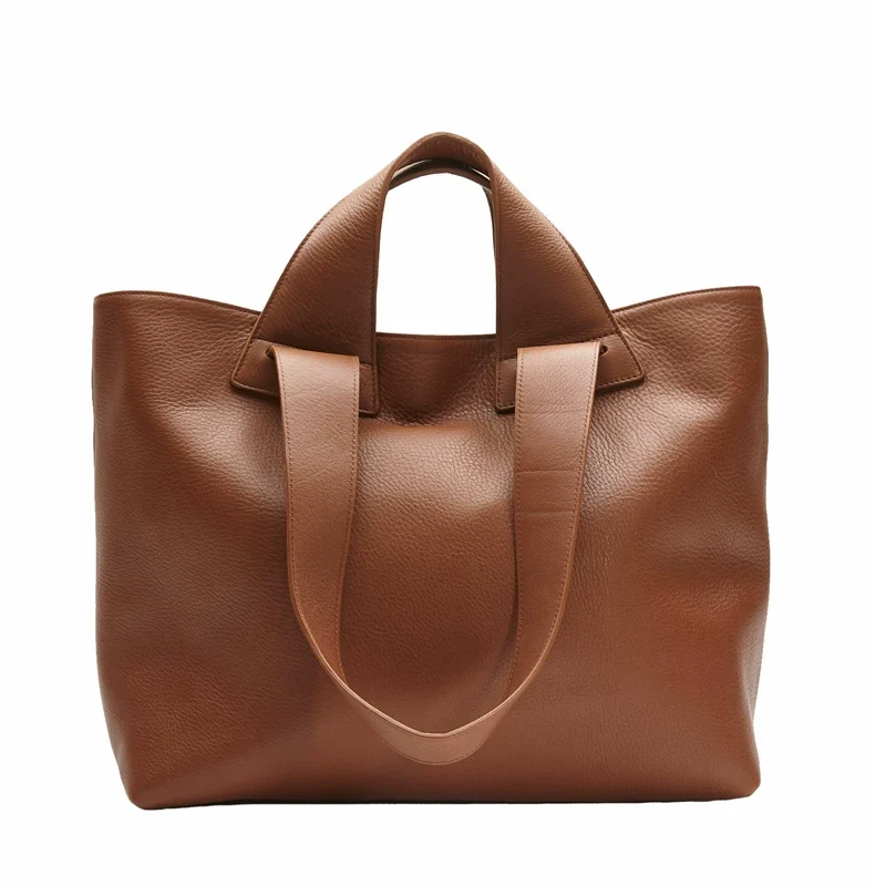 Top-Grain Pebbled Leather Loop Tote - Image 8