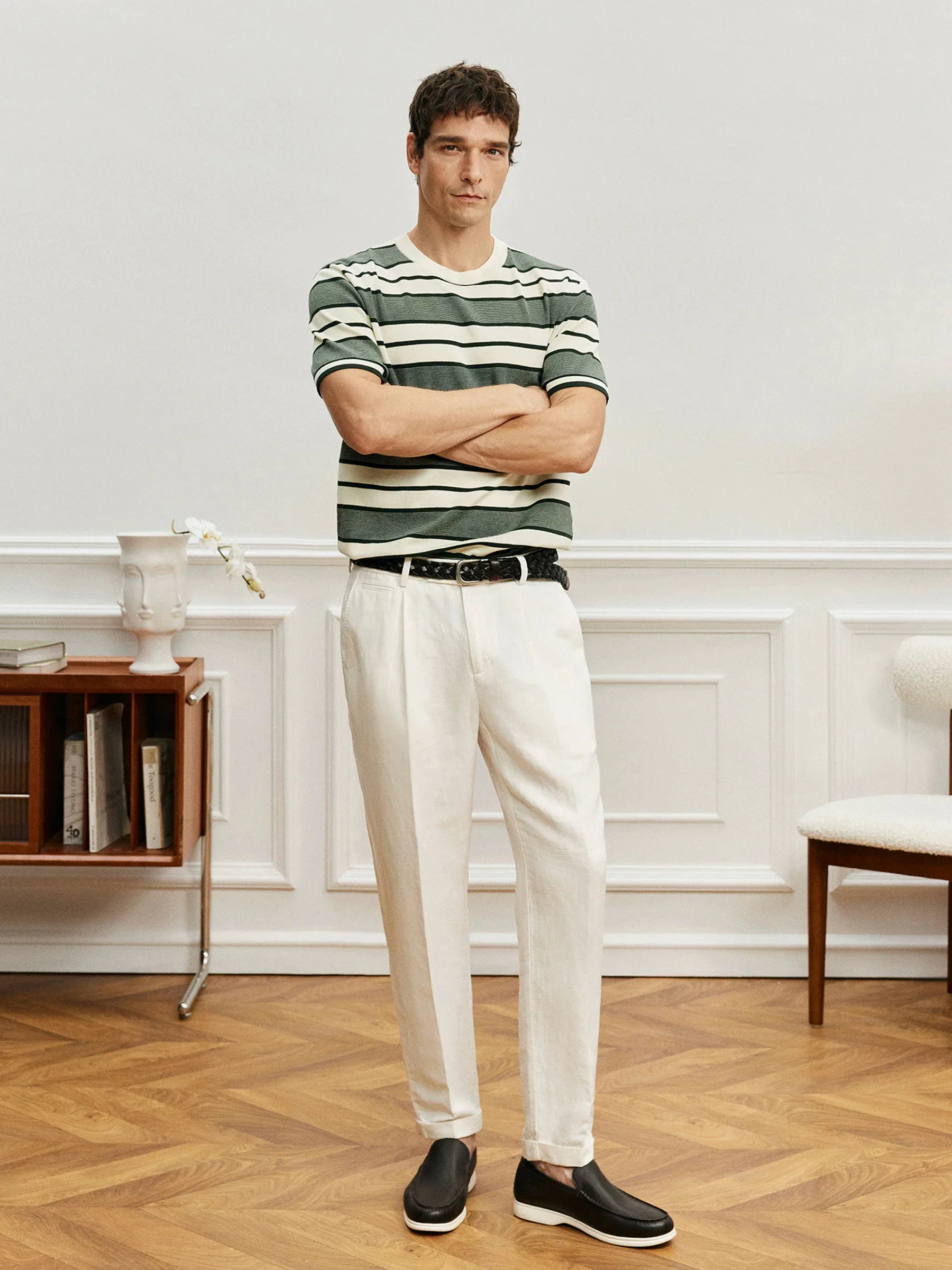 Top-Grain Pebbled Leather Moc-Toe Loafers
