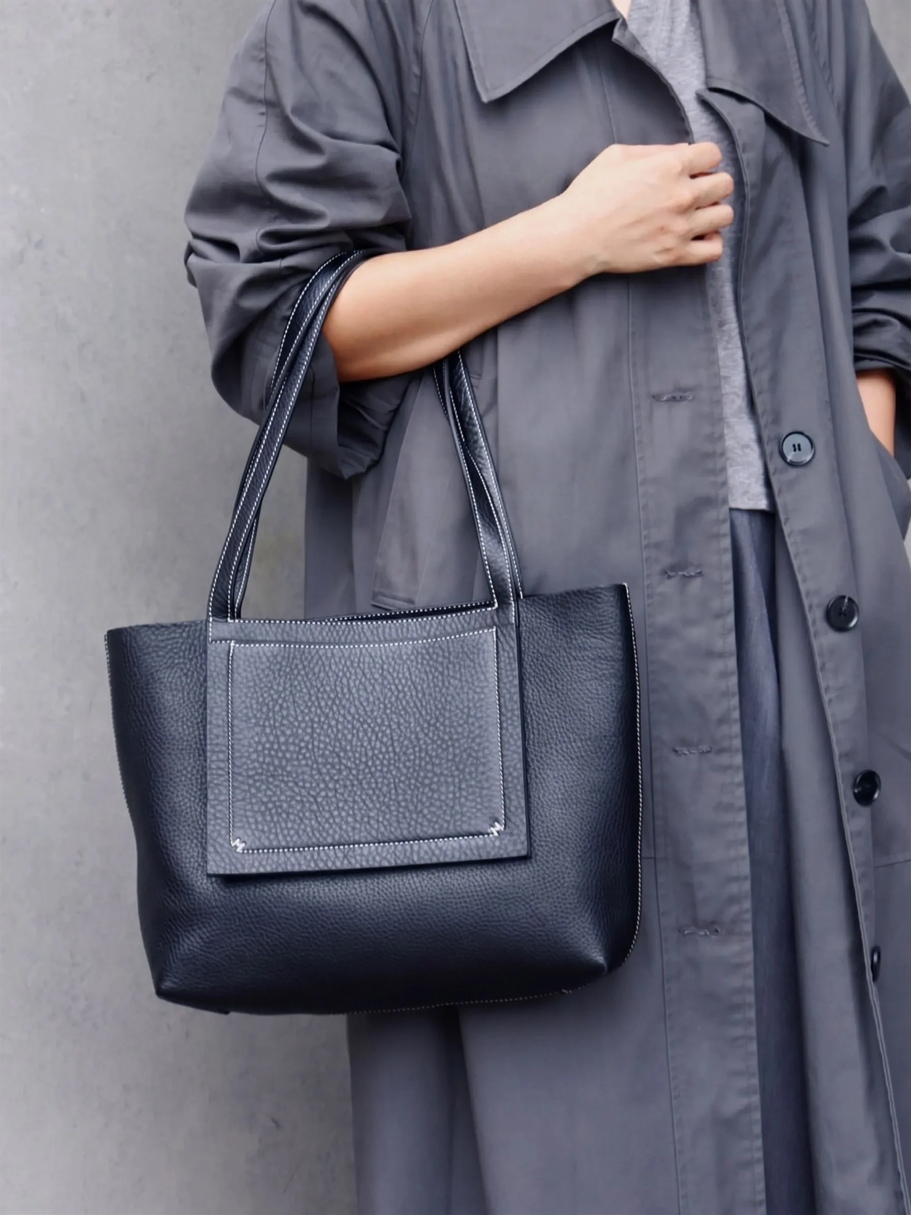 Top Grain Pebbled Leather Tote - Image 3