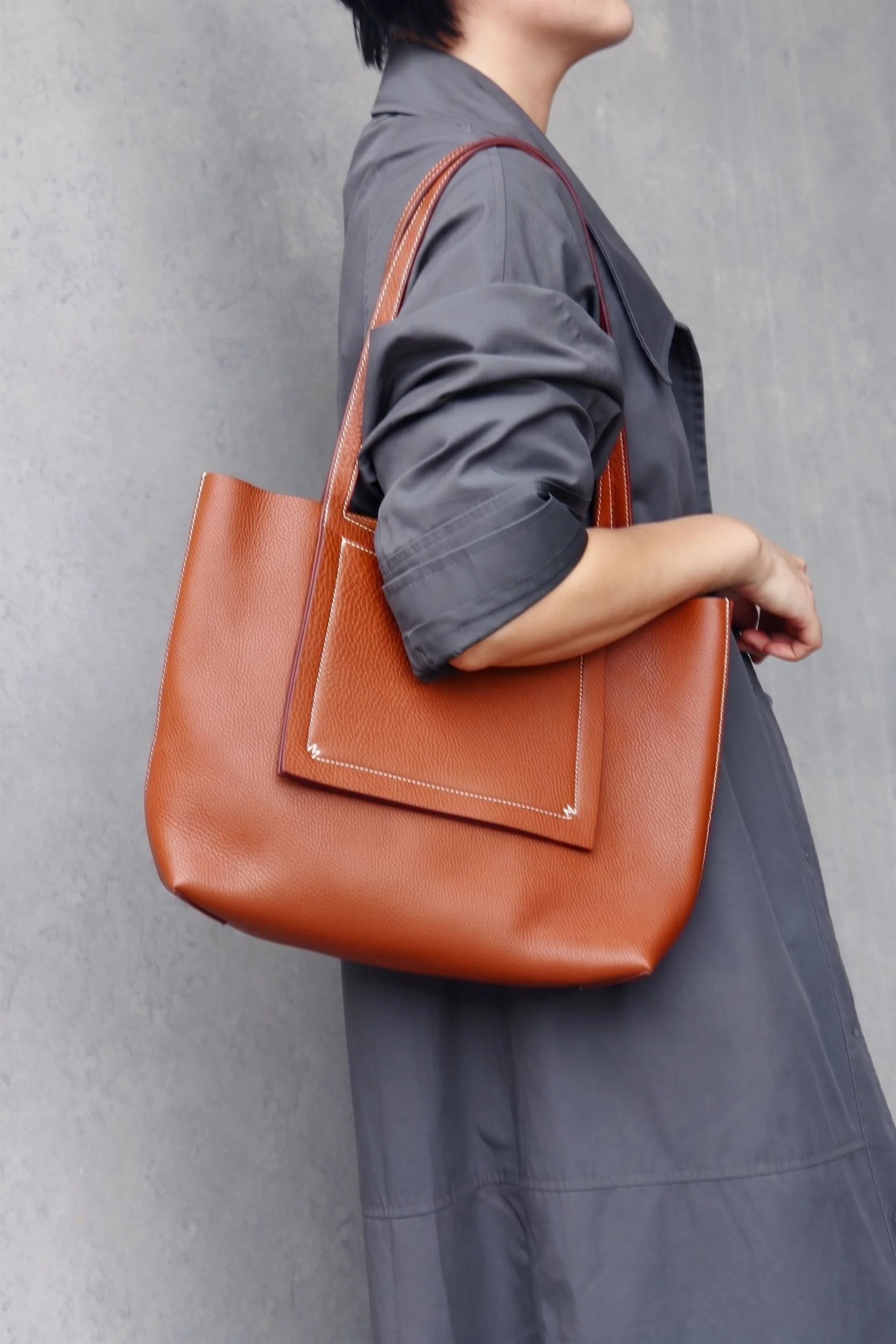 Top Grain Pebbled Leather Tote - Image 7