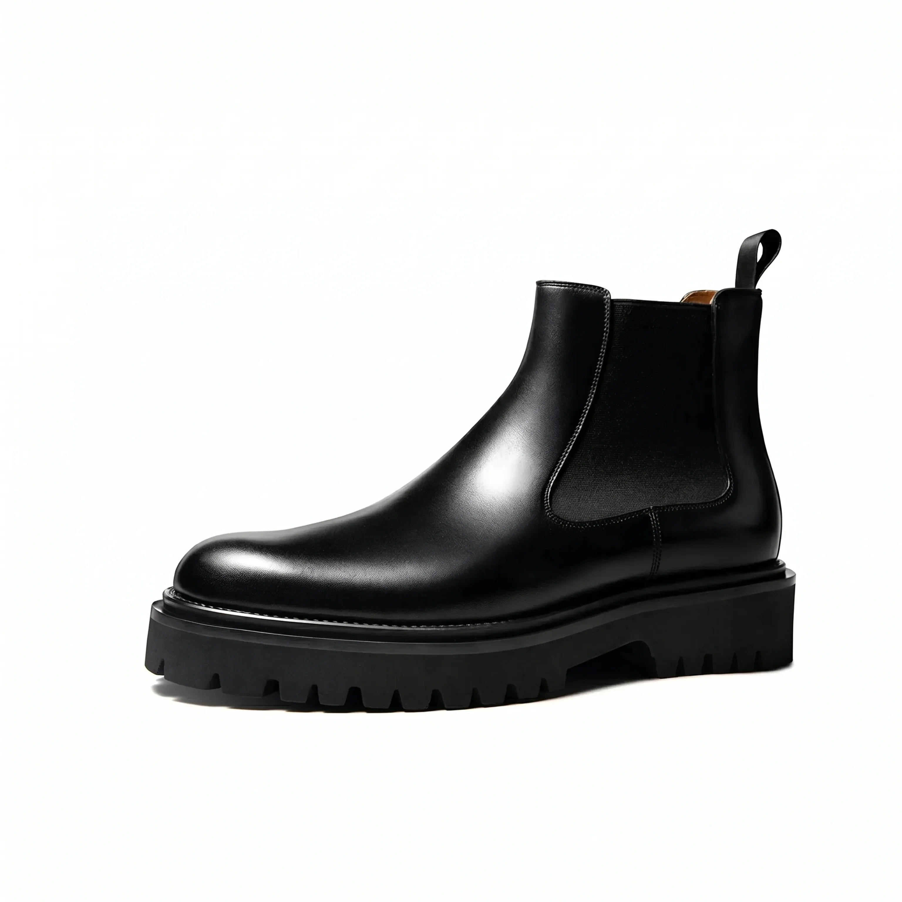 Top-Grain Polished Leather Lug-Sole Chelsea Boots - Image 2