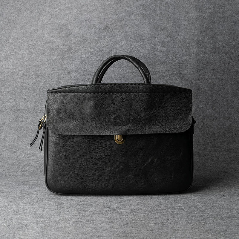Top-Grain Vegetable-Tanned Leather Briefcase - Image 7